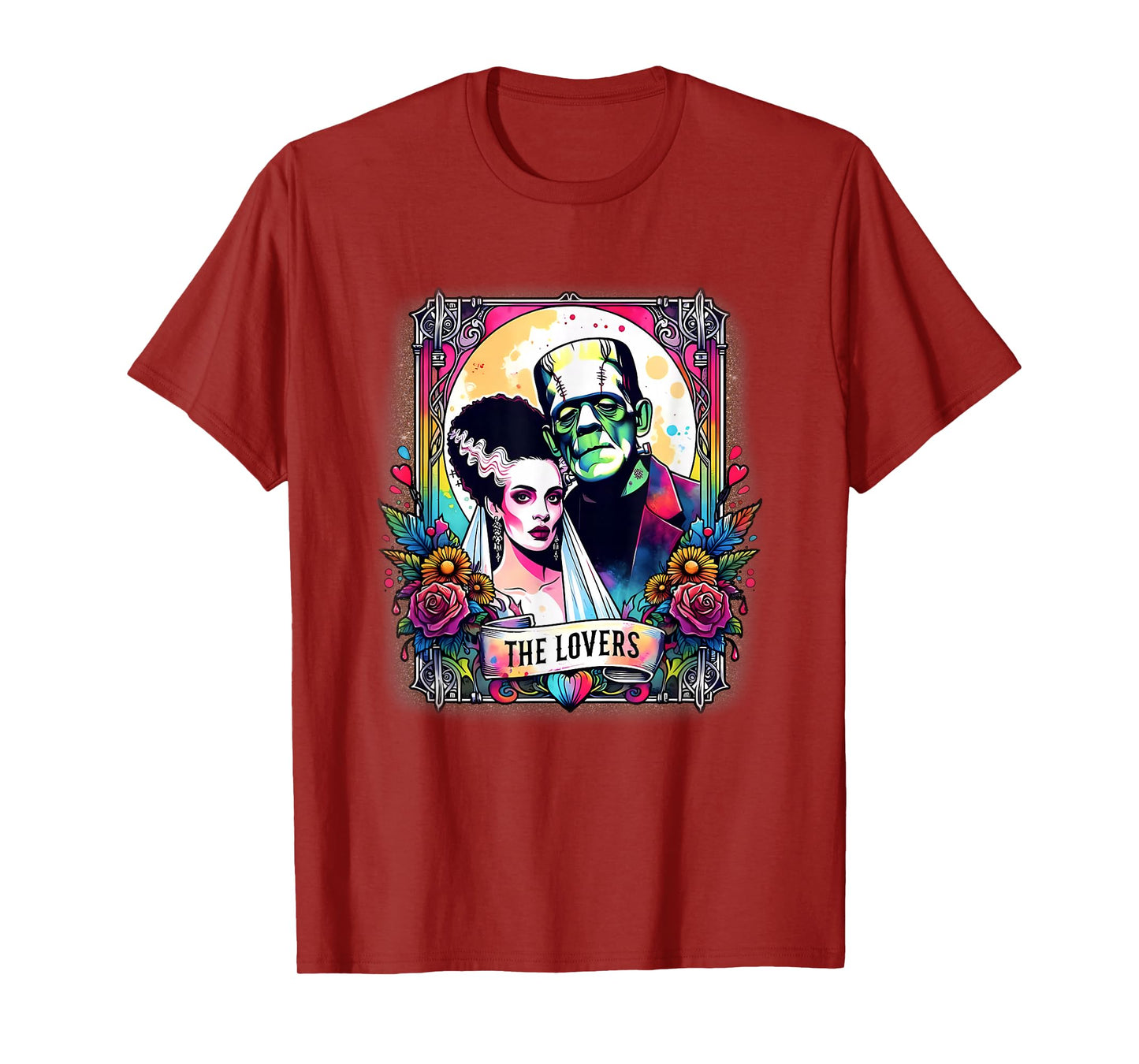 The Monster Frankenstein And Bride The Lovers Tarot Card T-Shirt