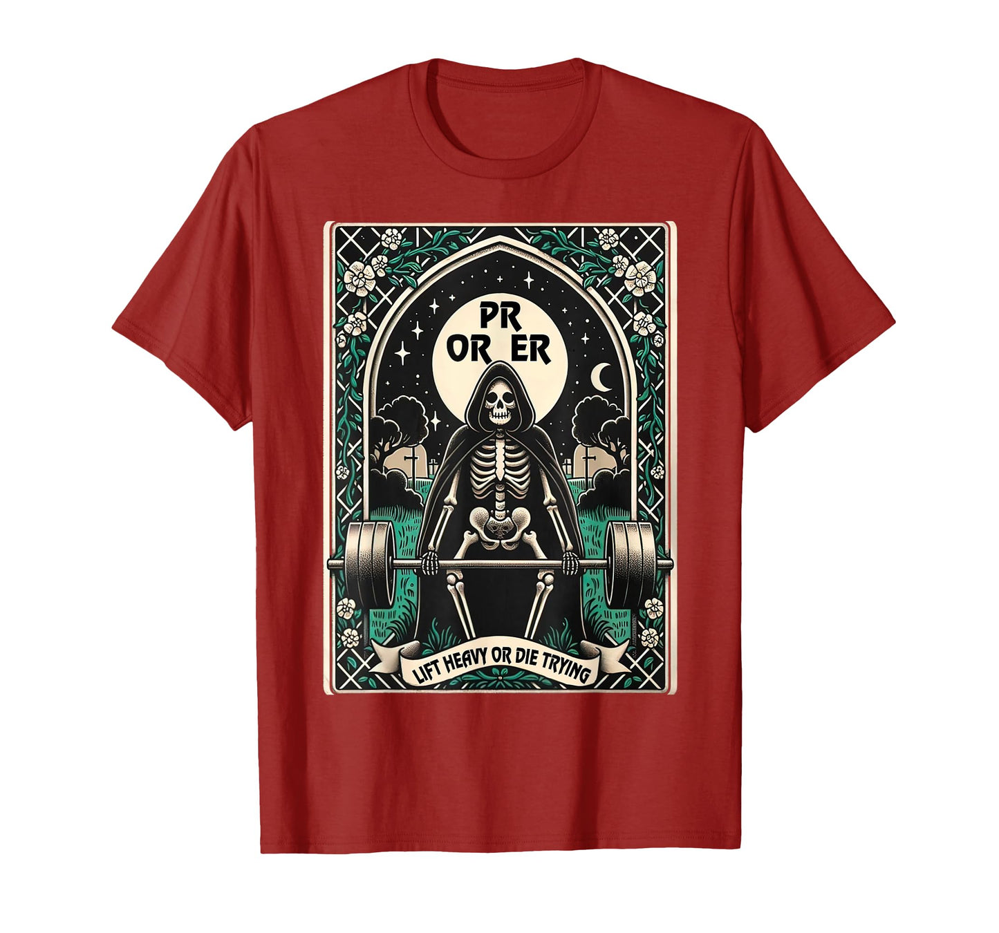 Skeleton Gym, Halloween Pump Cover, PR OR ER Card Tarot Tee T-Shirt