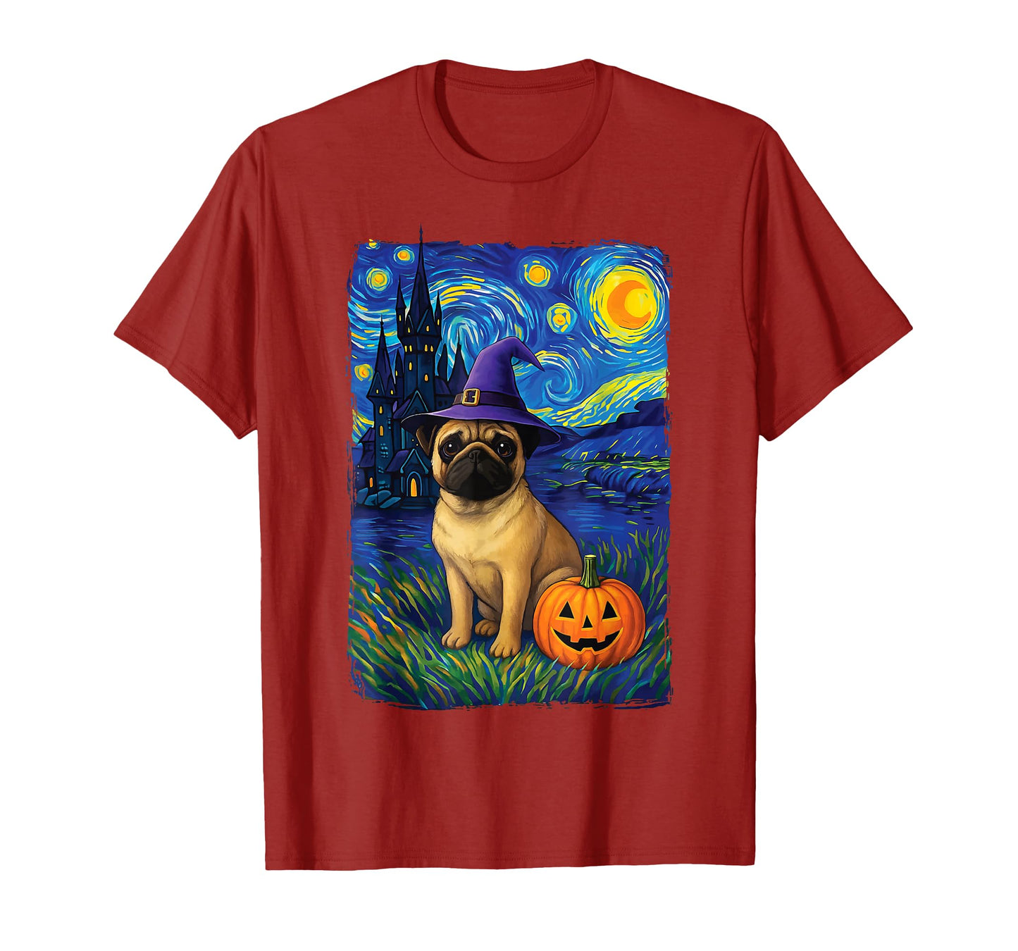 Pug Starry Night Halloween T-Shirt