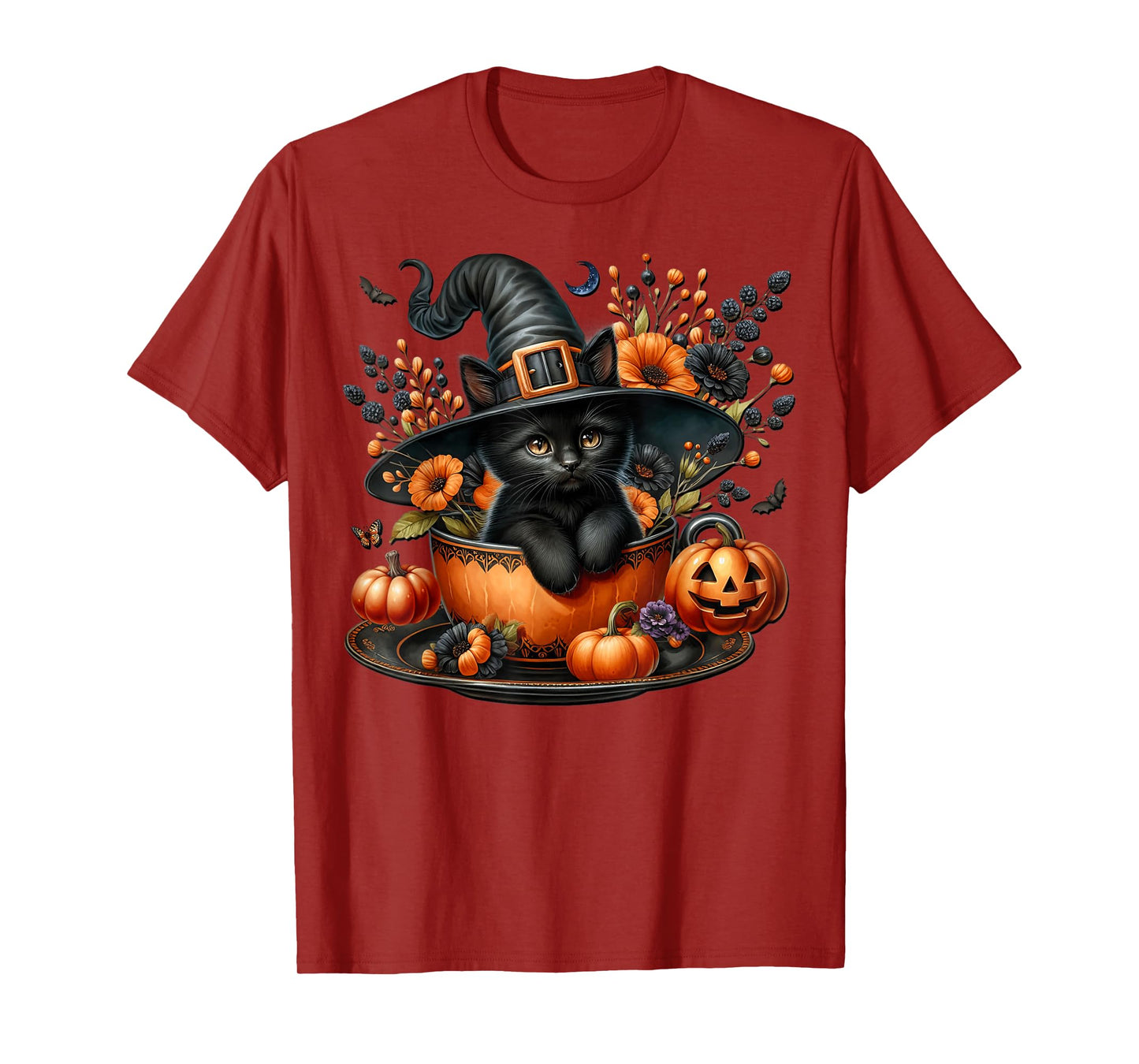 Halloween Cat Pumpkin Kitten Graphic for Black Cat Lover T-Shirt