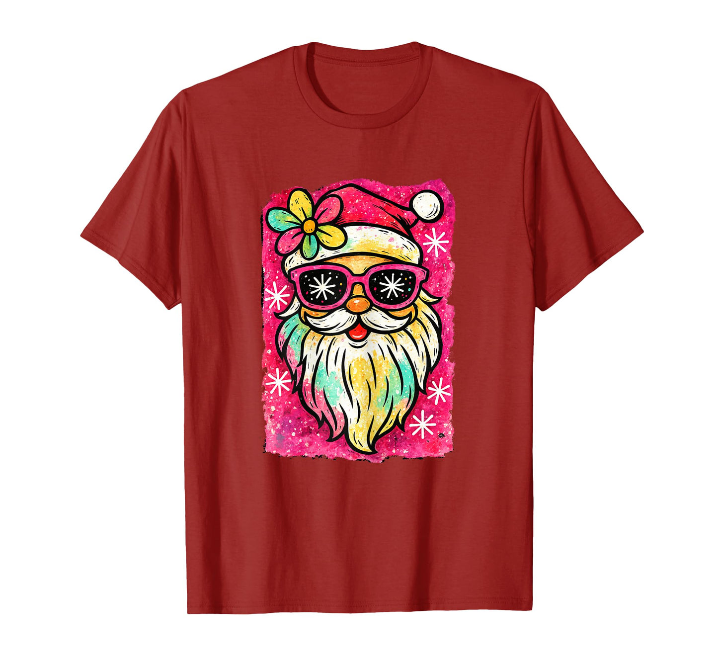 Coquette Pink Glass Santa Merry Christmas Women Girl Kids T-Shirt
