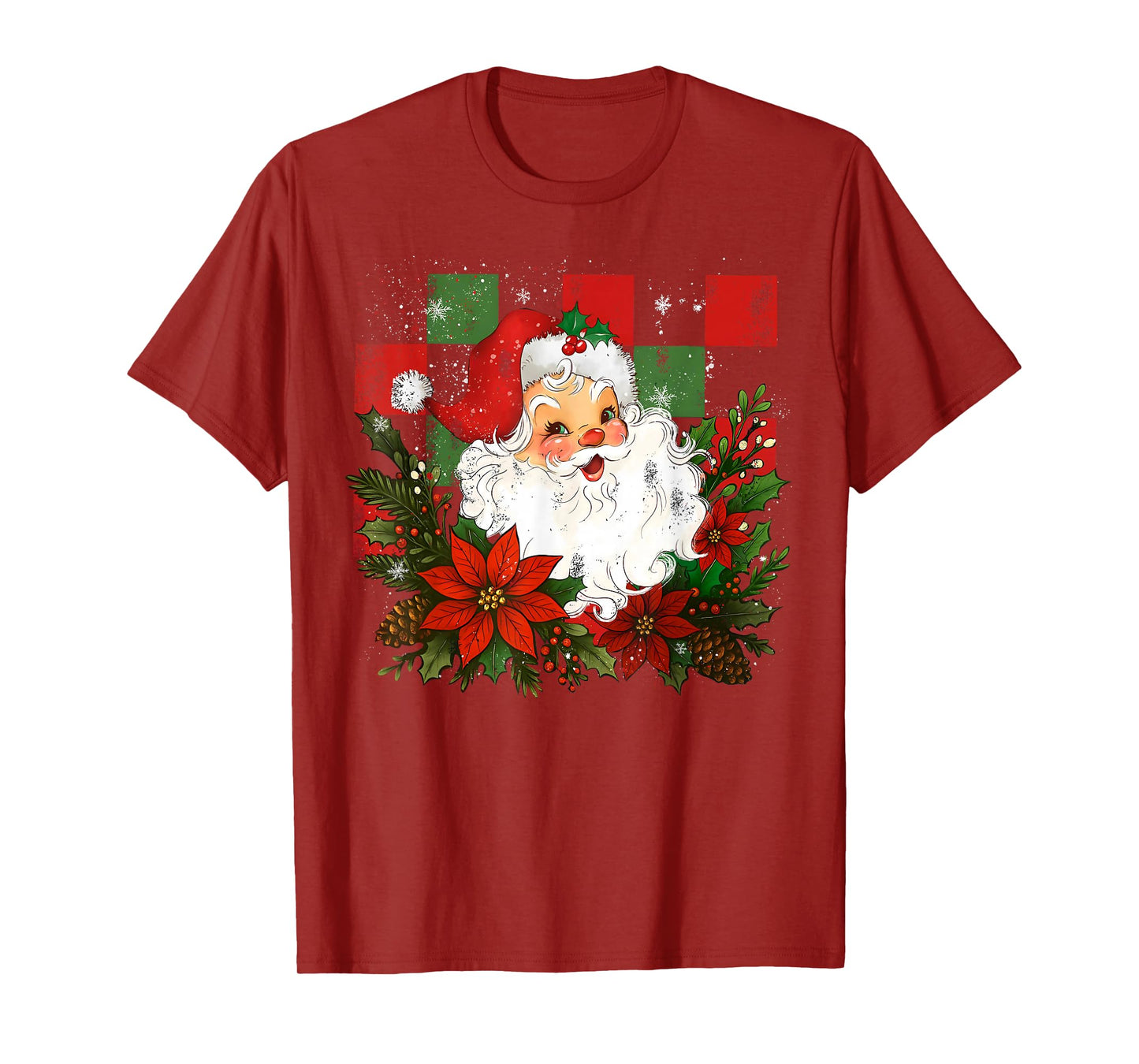 Santa Claus Merry Christmas Flower Family Pajamas Holiday T-Shirt