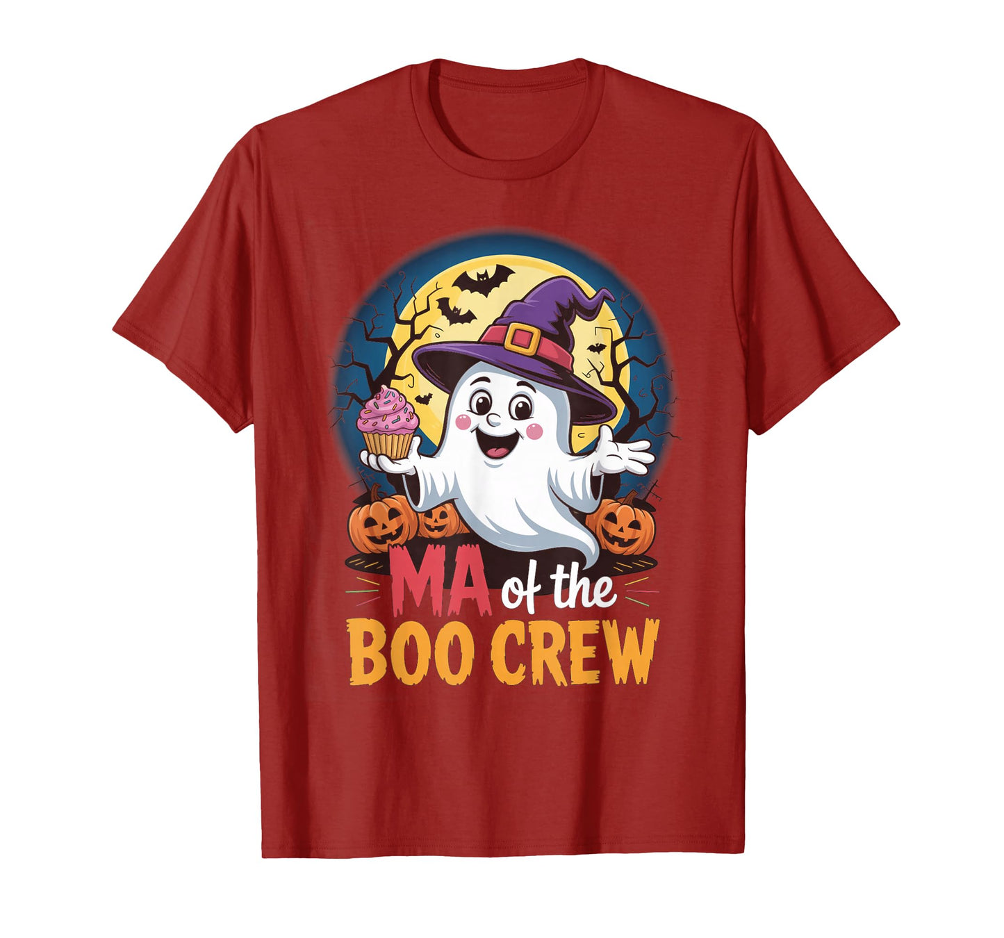 Ma of The Boo Crew Ghost Halloween Bats Cupcake Pumpkins T-Shirt