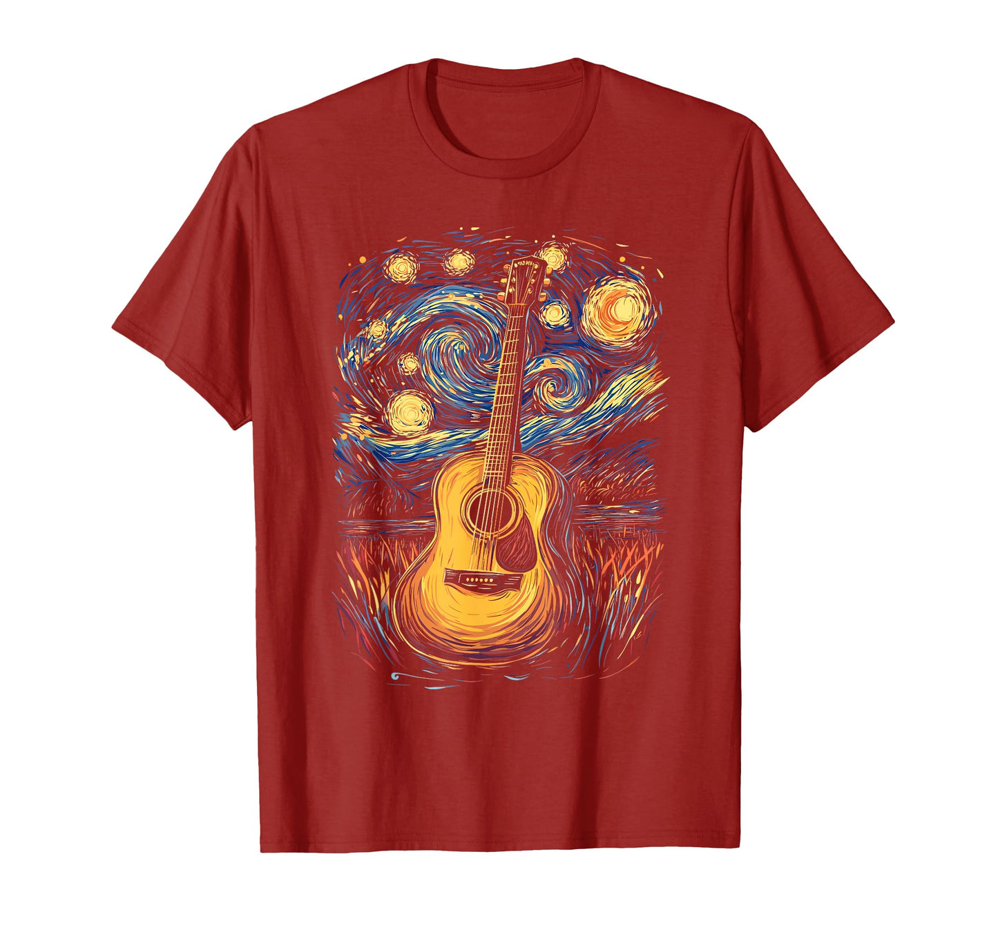 Starry Night Inspired Acoustic Guitar T-Shirt
