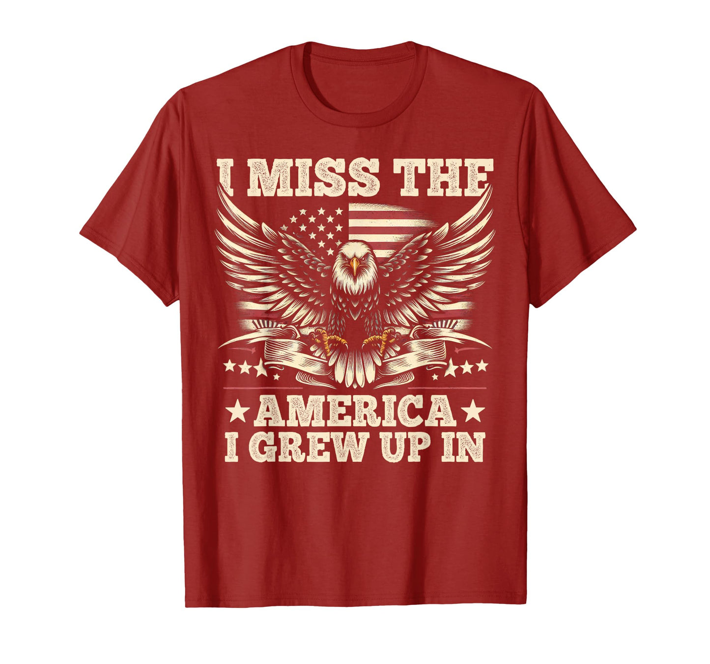 I Miss The America I Grew Up In Retrro Vintage American Flag T-Shirt