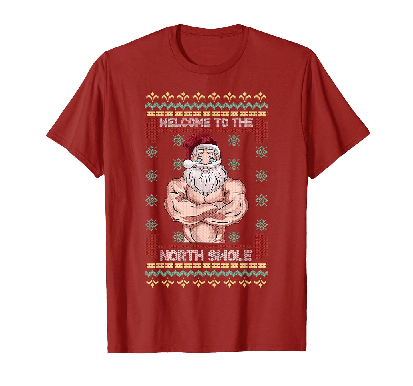 The North Swole Welcome Muscle Santa Claus Christmas Gym T-Shirt
