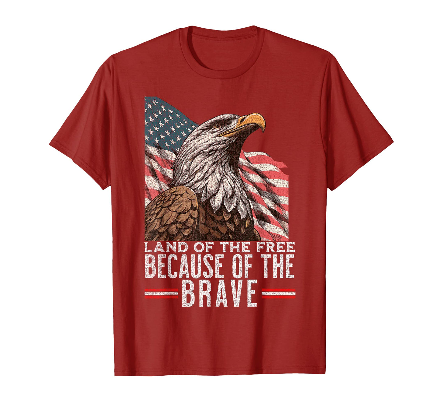 Land of the Free Because of the Brave Vintage America Eagle T-Shirt