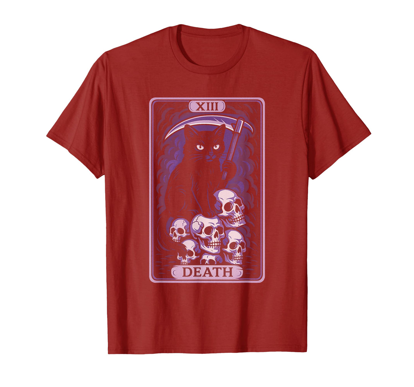 Black Cat Tarot Card Death Halloween Witchy Cat Lover T-Shirt