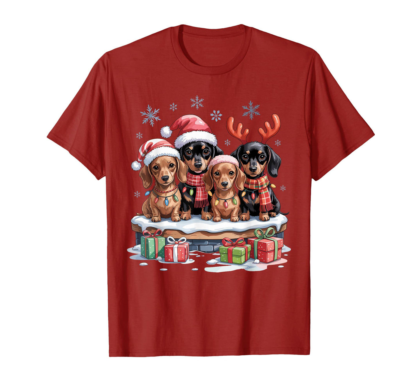Cute Dachshund Christmas Puppies Dog Lovers Funny Holiday T-Shirt