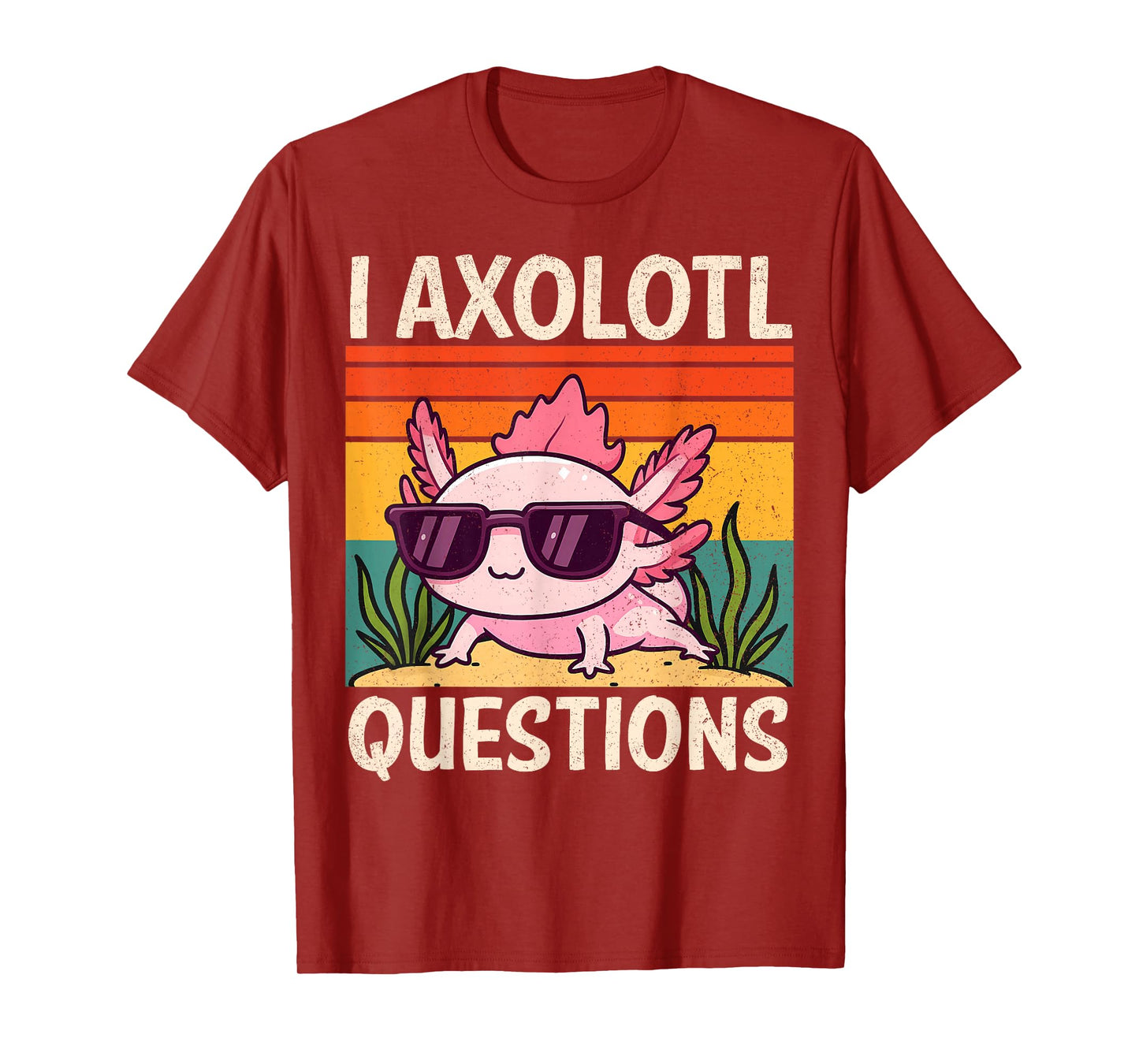 Funny I Axolotl Questions Adults Youth Kids Retro Vintage T-Shirt