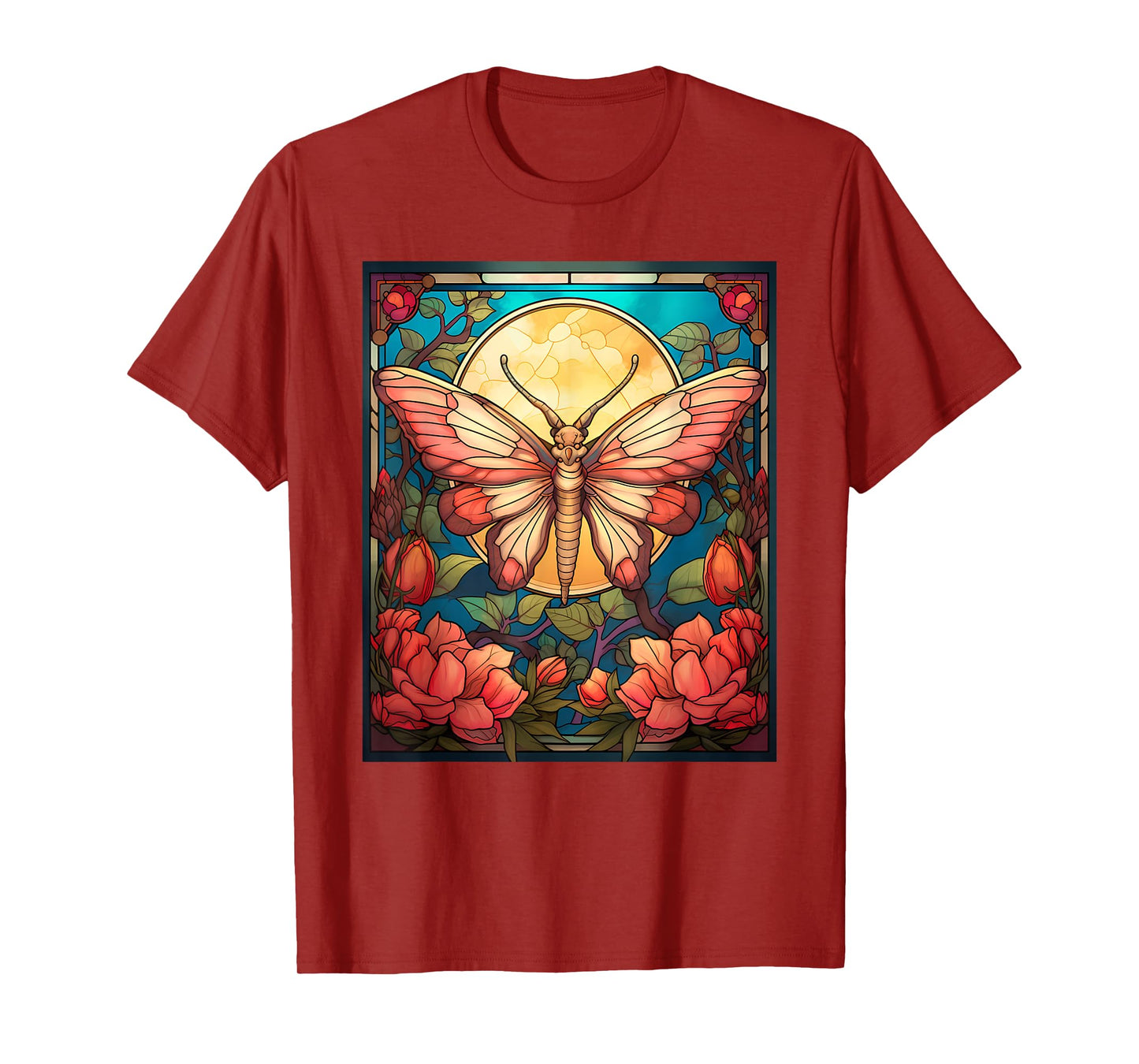 Stained Glass Style Rosy maple moth T-Shirt