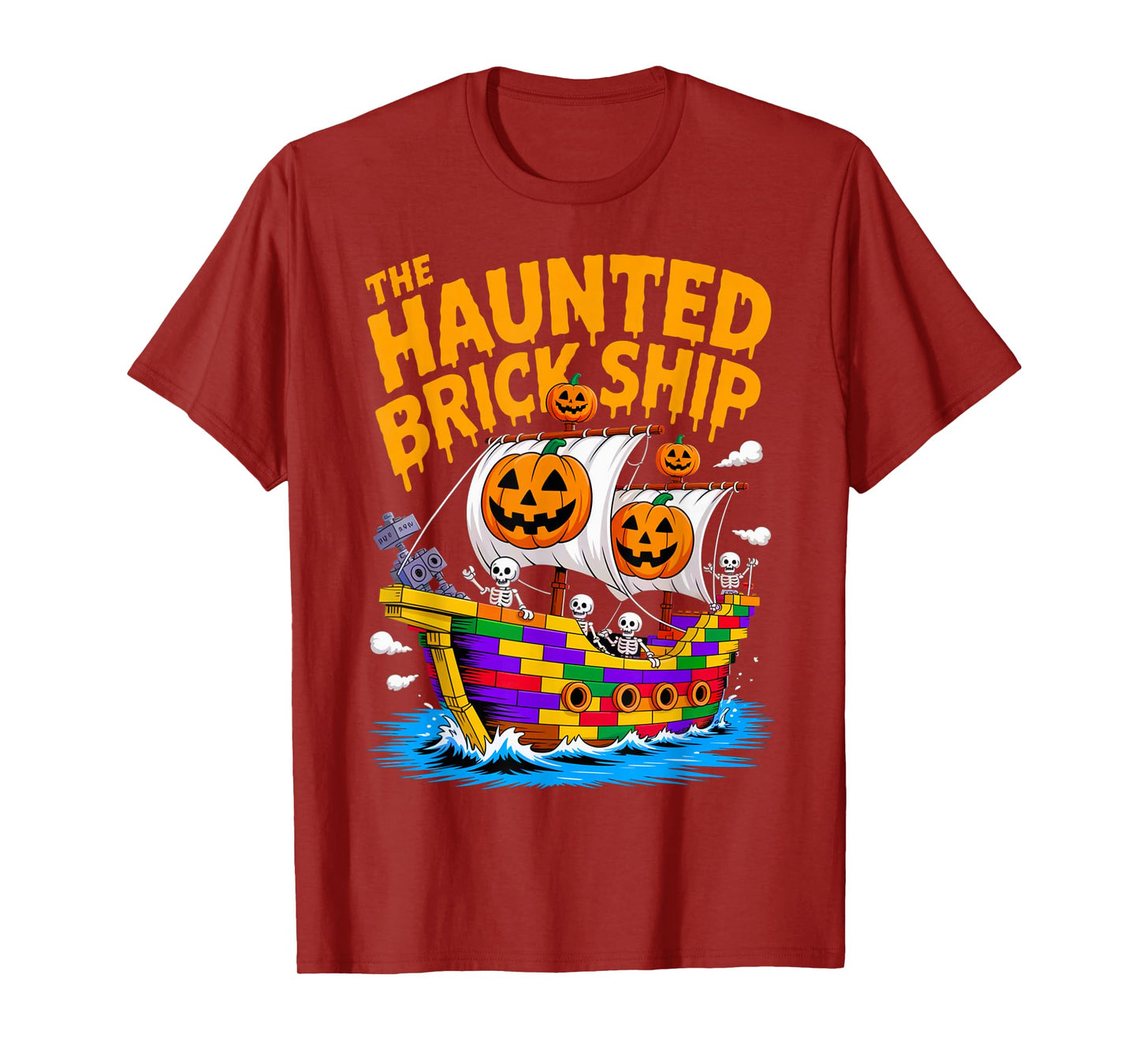Halloween Bricks Pirate Skeleton Builder Blocks Building Toy T-Shirt