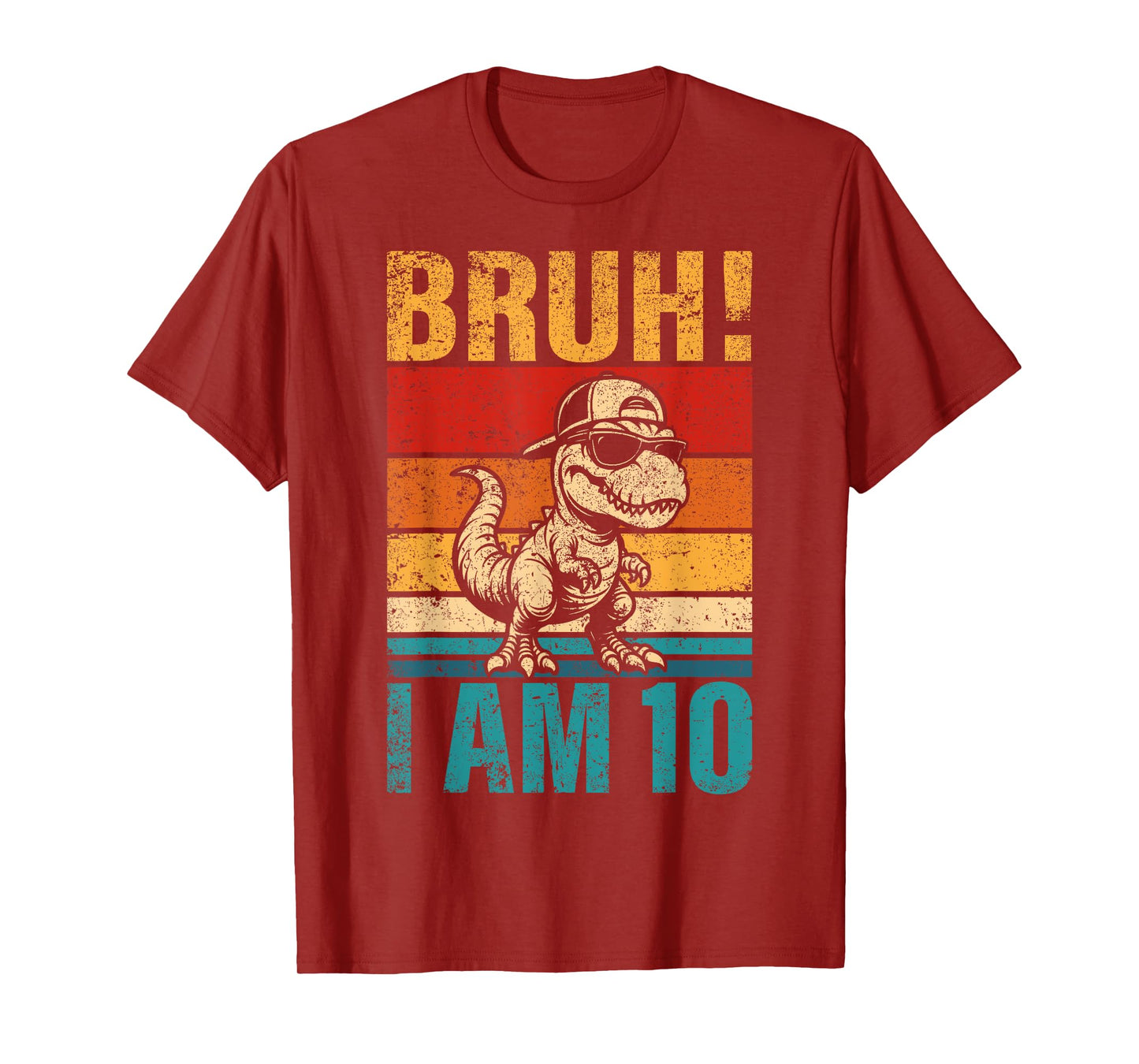 10 Year Old Birthday Boy Dinosaur Bruh It's My 10th Birthday T-Shirt
