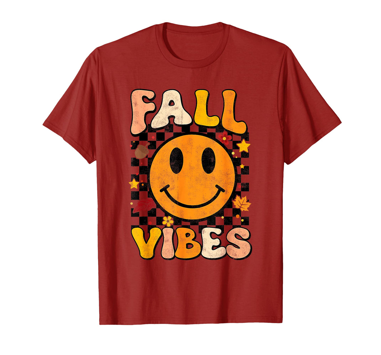 Fall Vibes Tis The Season Fall Leaves Retro Autumn Funny T-Shirt