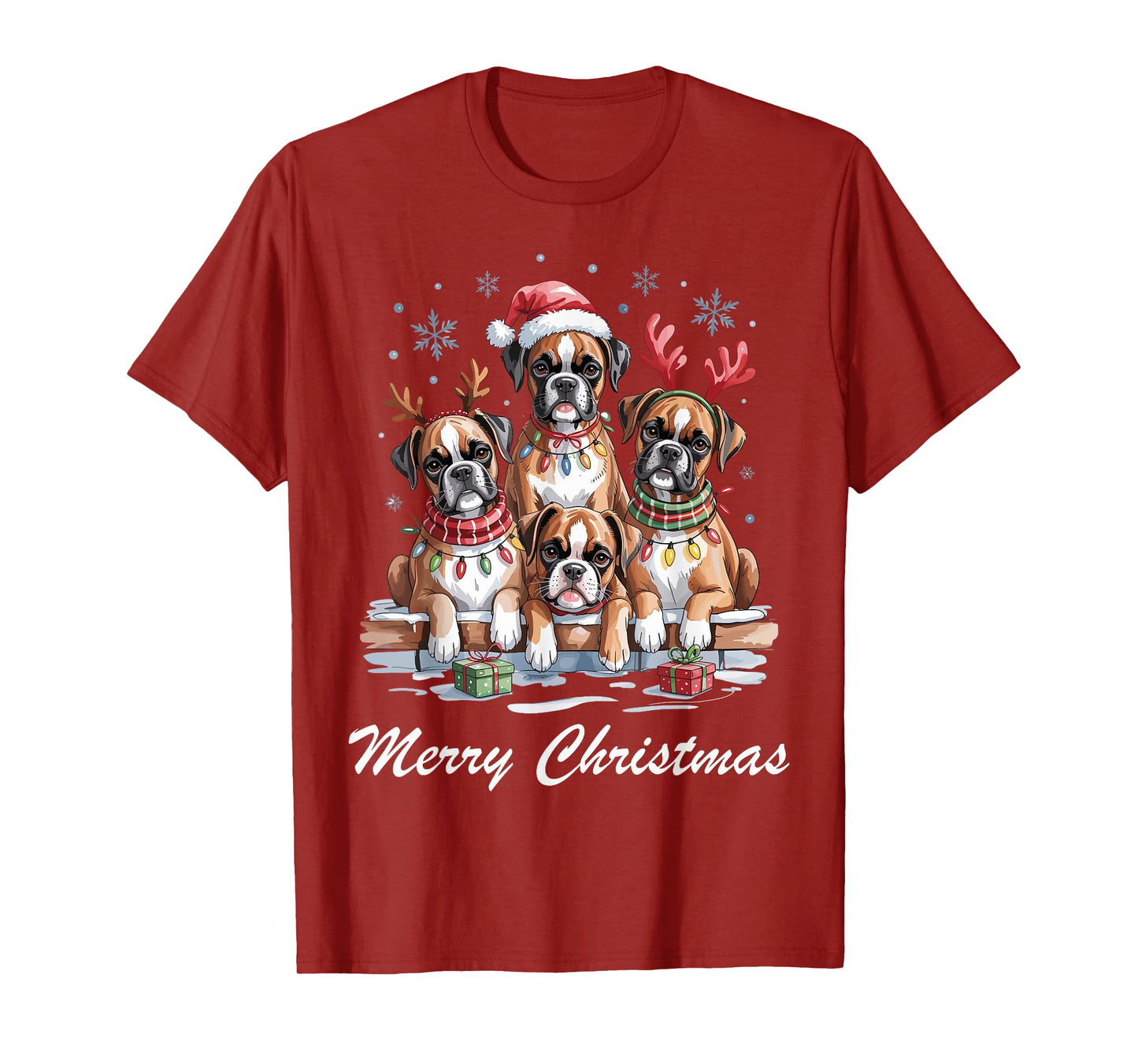 Boxer Merry Christmas Funny Dog Lovers Holiday Pajama T-Shirt