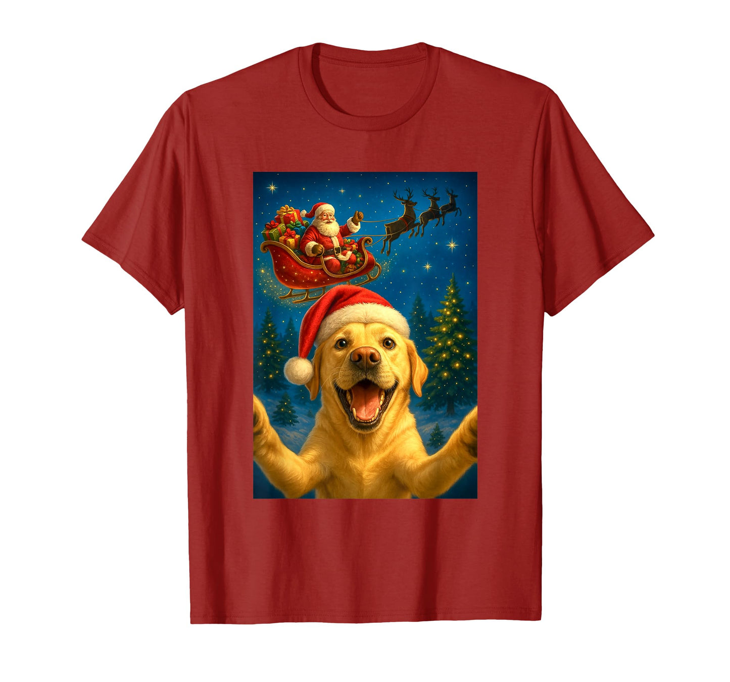 Christmas Dog Selfie with Santa Claus Funny Dog Graphic Xmas T-Shirt