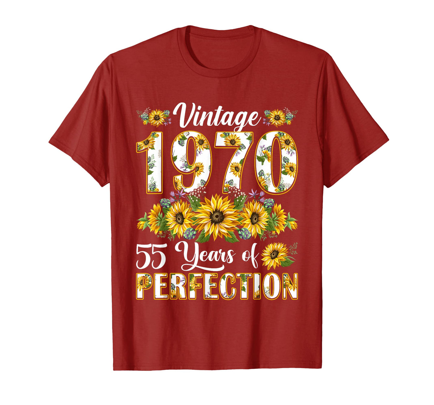 55 Year Old Vintage 1970 Sunflower 55th Birthday Gifts Women T-Shirt