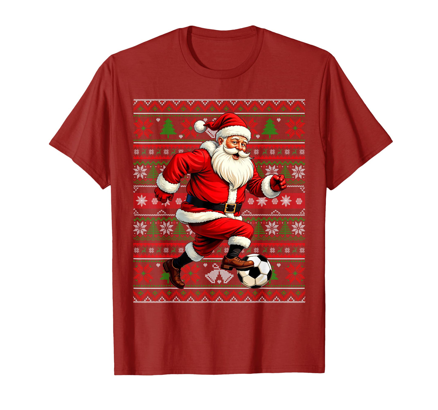 Funny Santa Playing Soccer Ugly Christmas Sweater Xmas T-Shirt