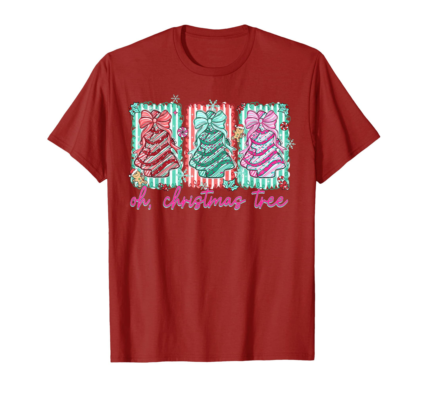 Oh Christmas Tree Cakes Debbie Becky Jen Cake Lovers Xmas T-Shirt