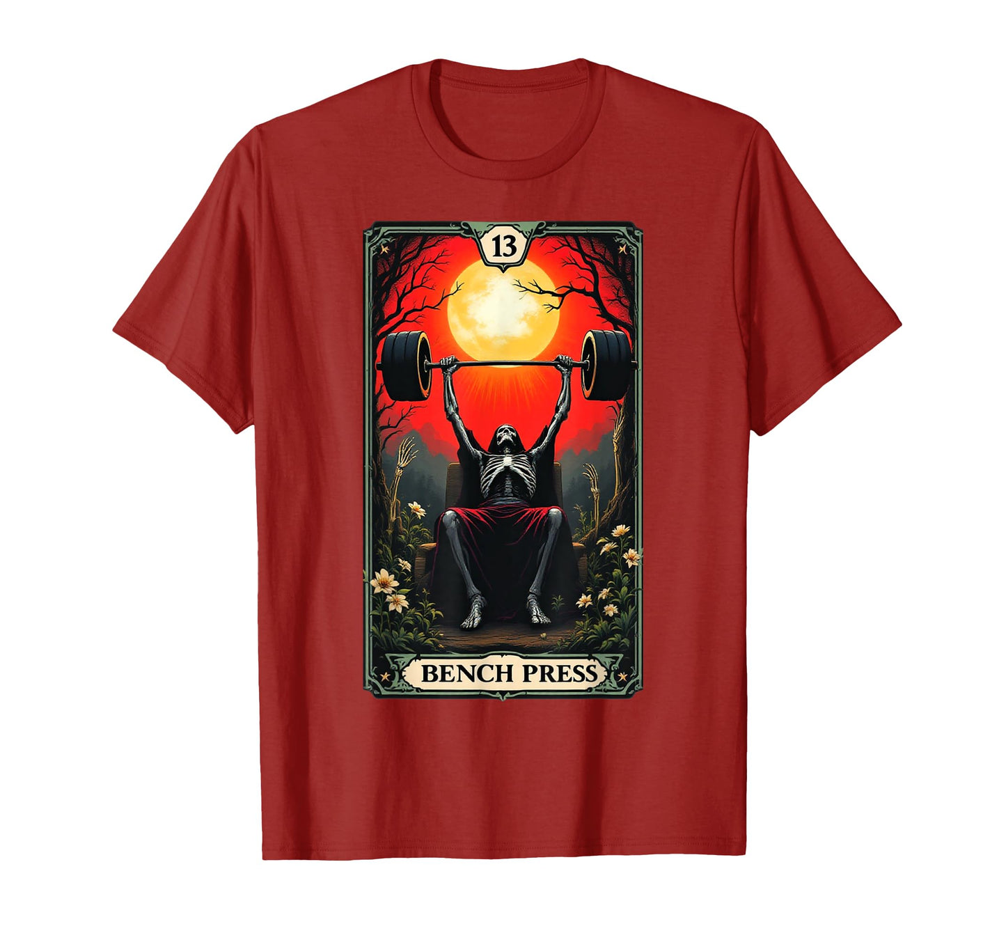 Funny Tarot Card Bench Press Gym Occult Workout Fitness T-Shirt