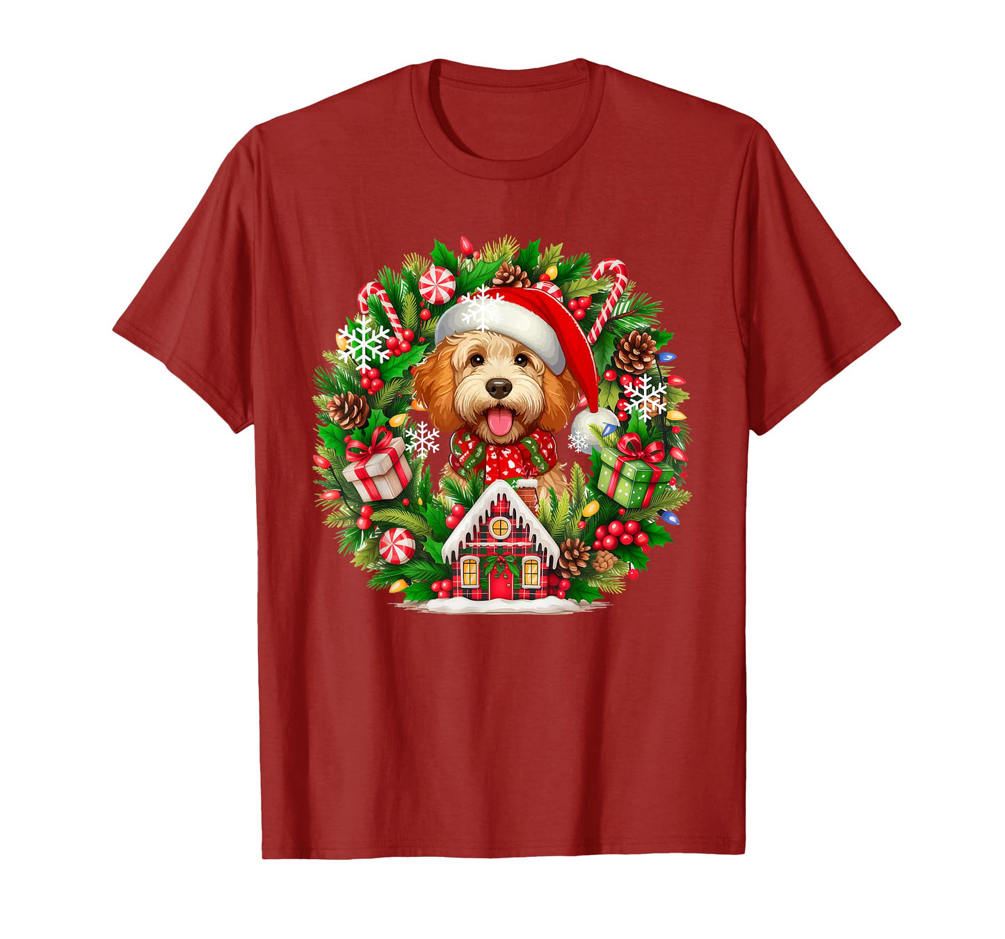 Santa Sproodle Christmas Floral Circle Matching Owner Kids T-Shirt