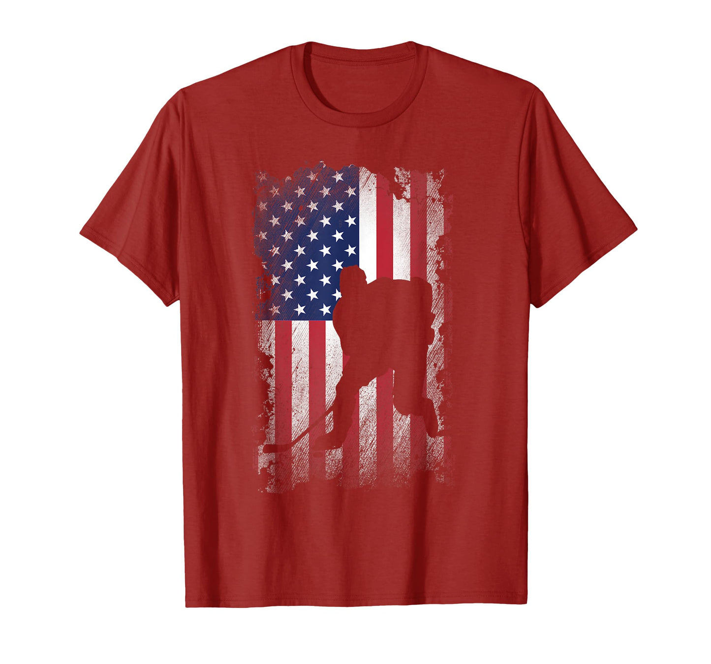 Distressed American Flag Hockey USA Patriotic Gift Women Kids Men T-Shirt