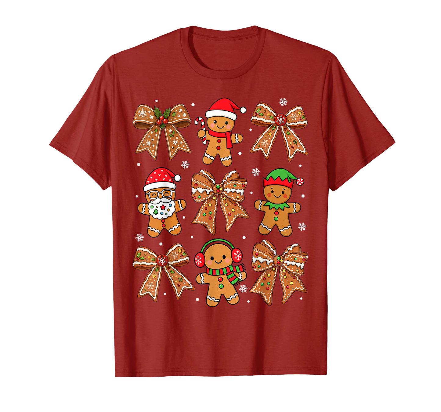 Merry Christmas Coquette Bow Santa Gingerbread Xmas Holiday T-Shirt