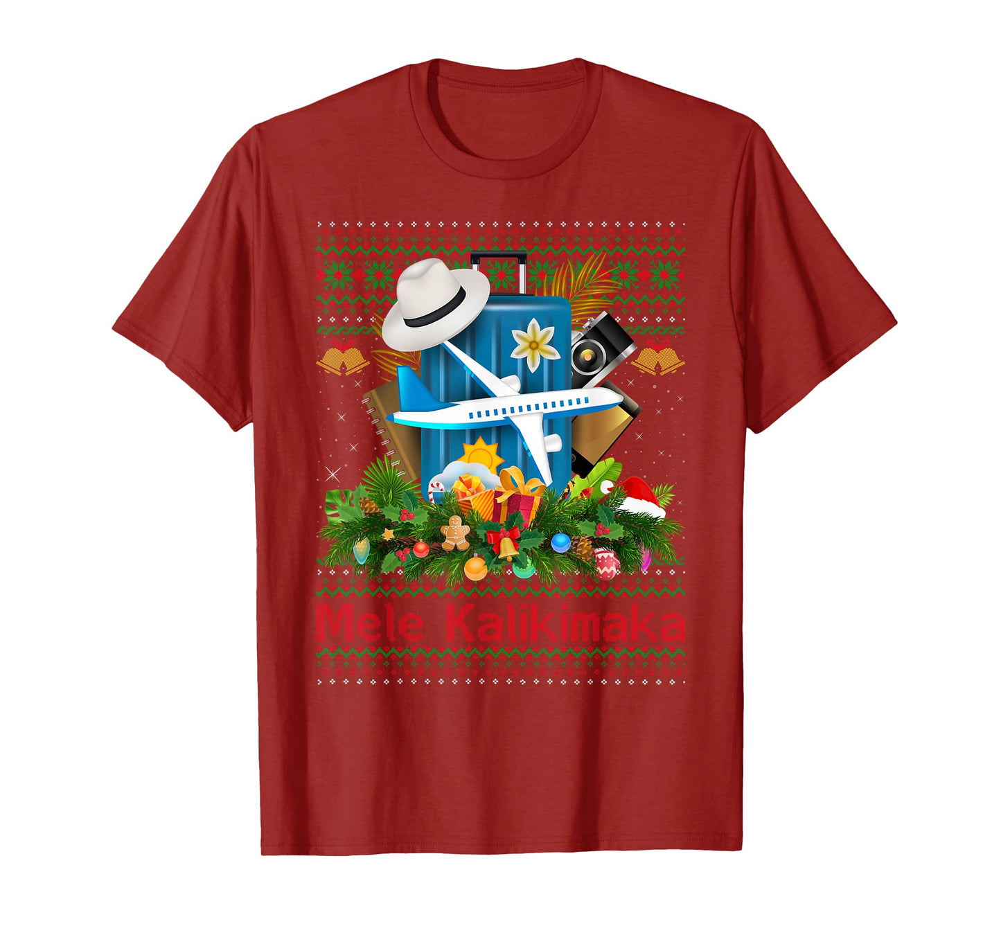 Ugly Christmas Sweaters Hawaiian Vacation Mele Kalikimaka T-Shirt