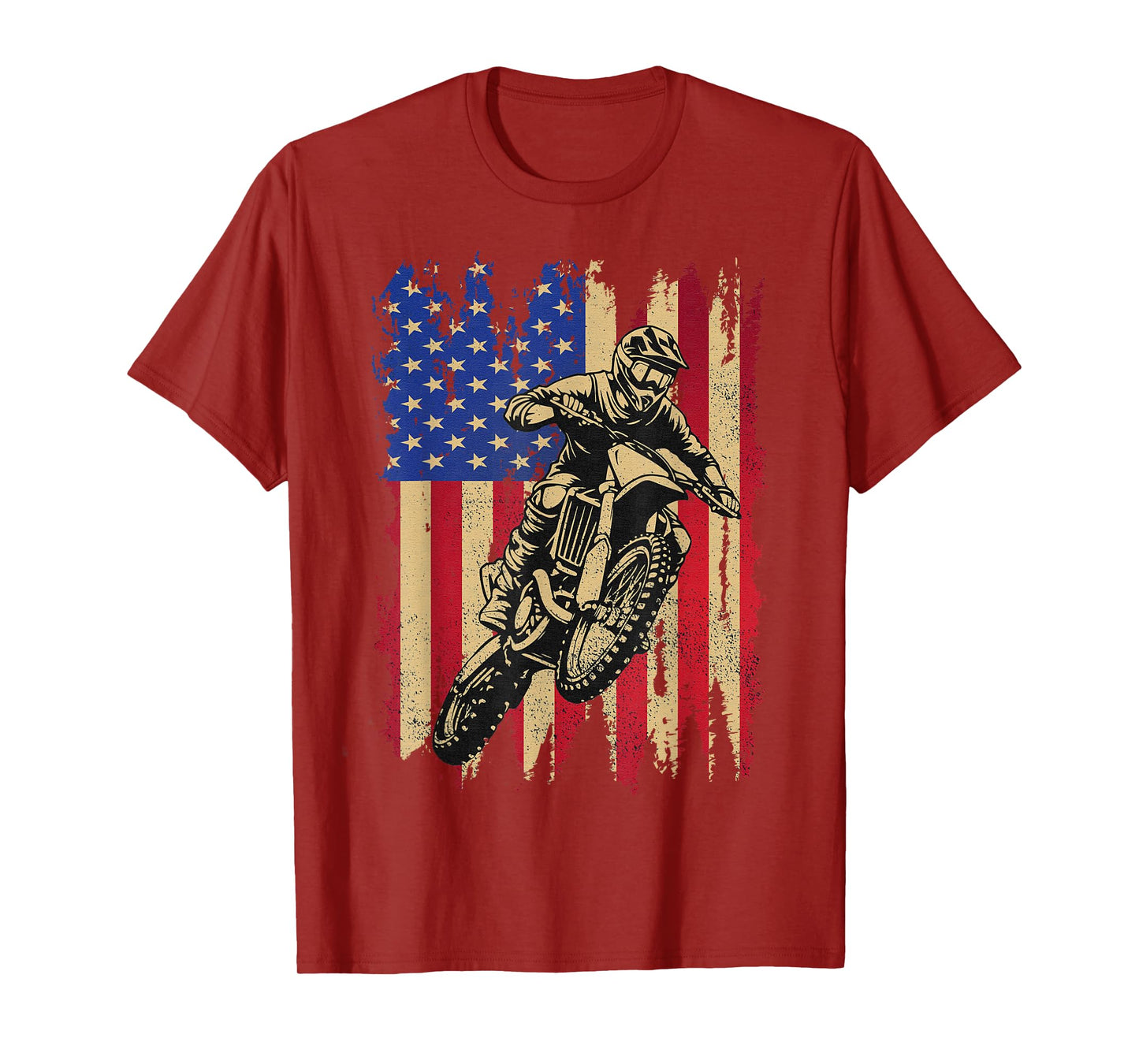 Dirt Bike Motocross Racing US Flag Patriotic Man Biker Boys T-Shirt