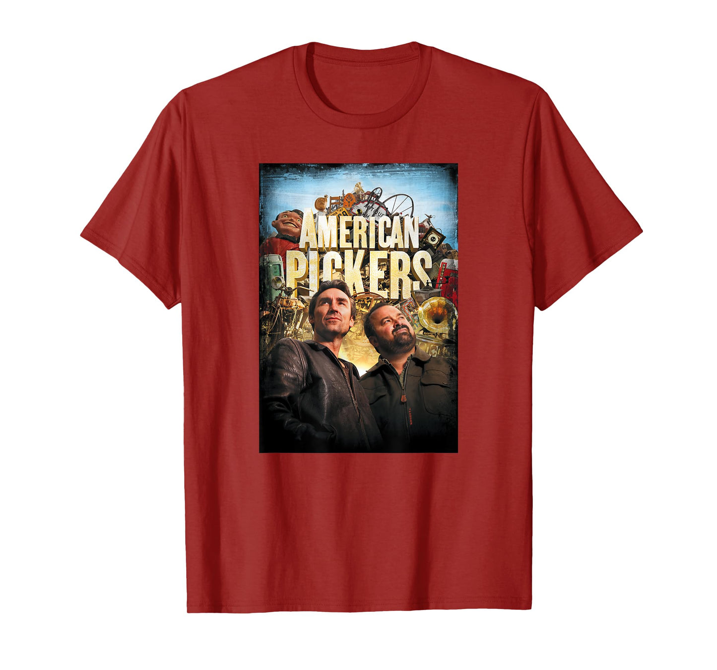 HISTORY American Pickers Distressed Unisex Adult Black Modern Letter Print Short Sleeve T-Shirt