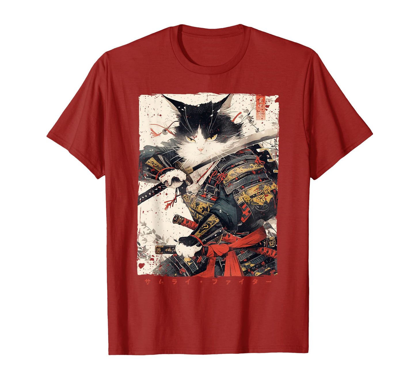 Samurai Cat Warrior Ukiyo Ink Artwork Cat Samurai T-Shirt
