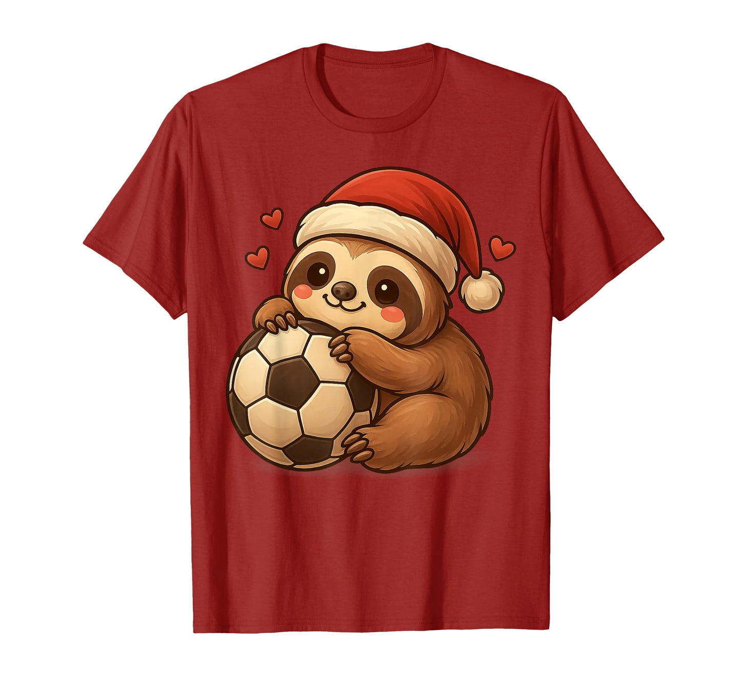 Sloth Christmas Tee Santa Playing Soccer Funny Xmas Football T-Shirt