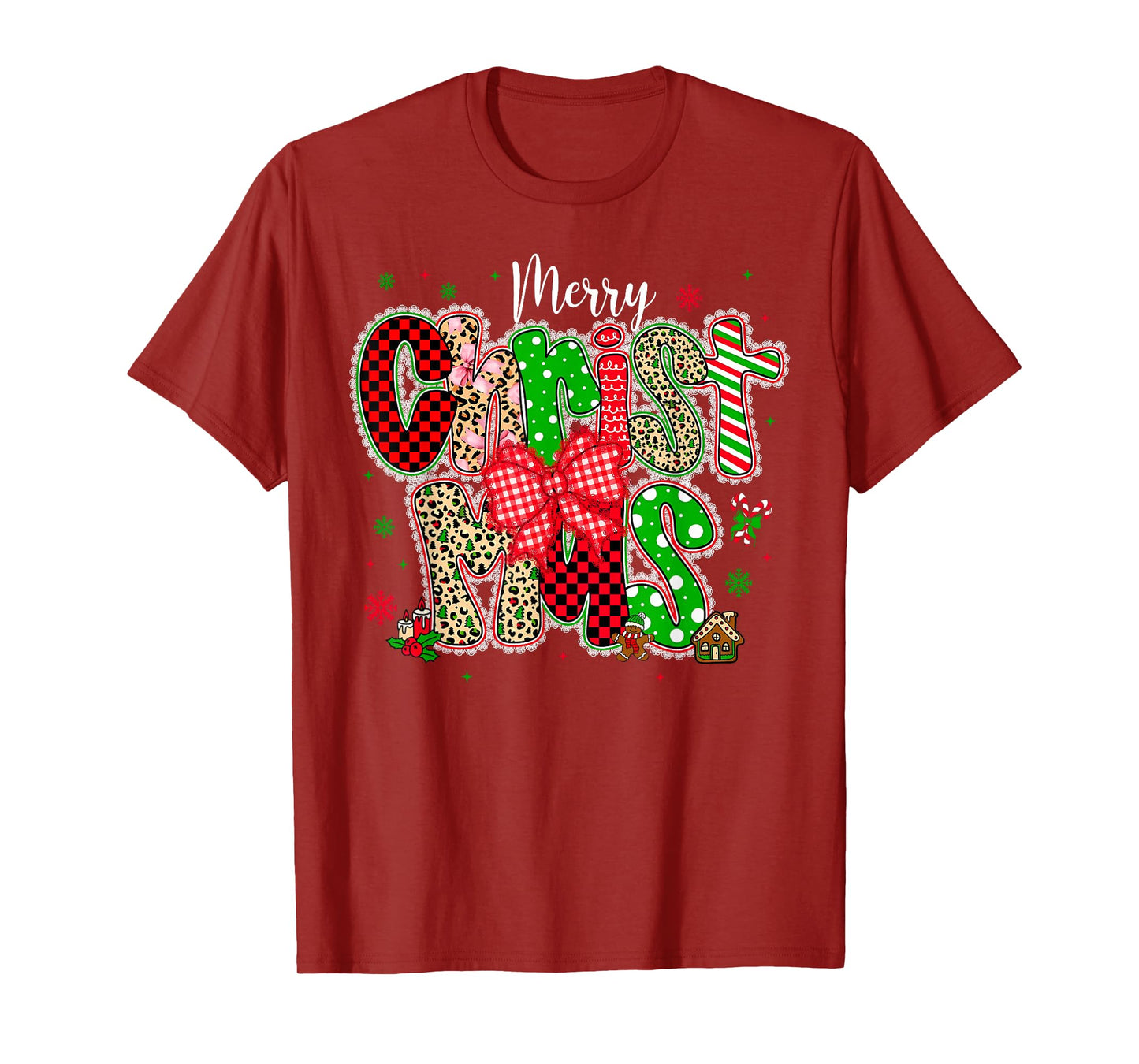 Merry Christmas Coquette Bow Family Xmas Pajamas Holiday T-Shirt