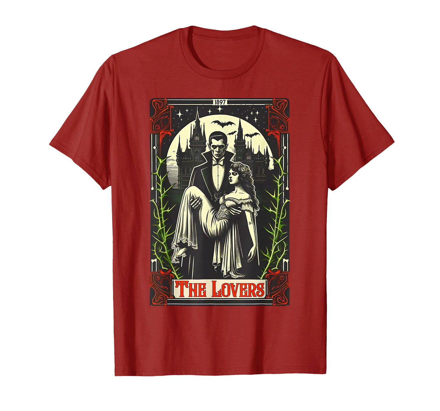 Vampire Monster Dracula and Bride The Lovers Tarot Card Tees T-Shirt