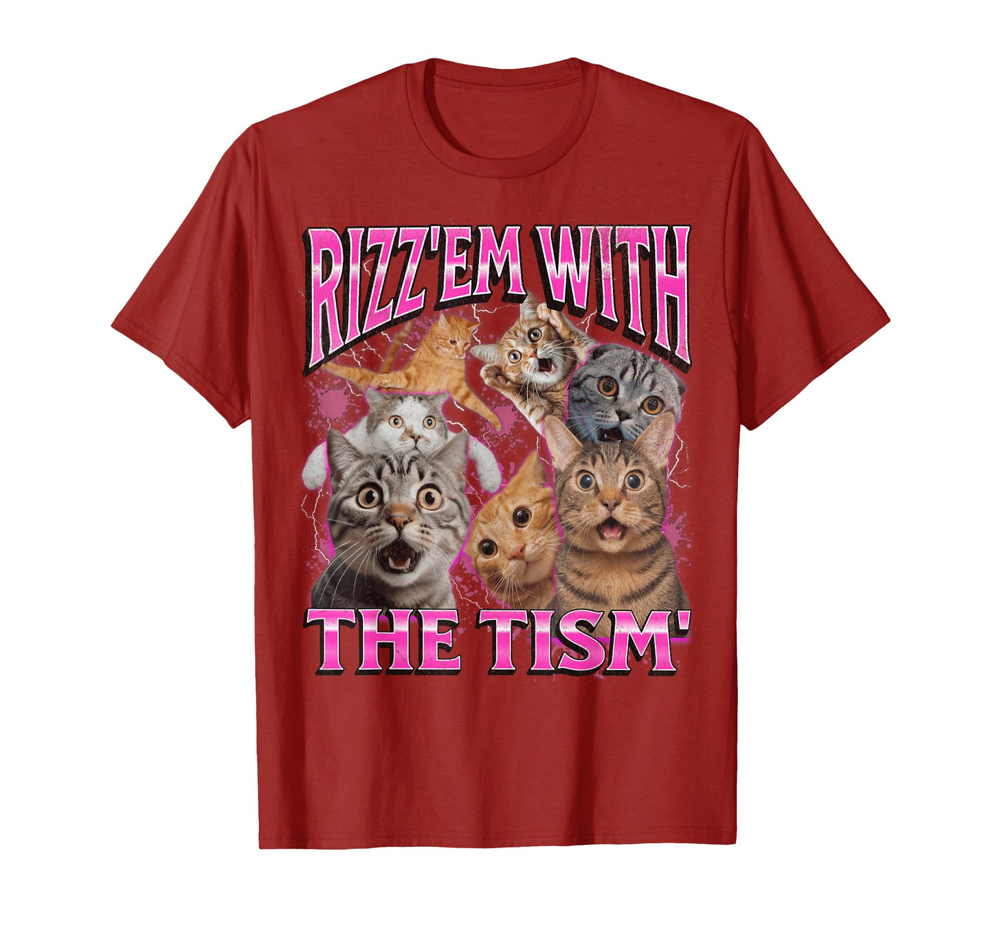 Rizz Em' With The Tism' Funny Cat Meme Bootleg Graphic 90s Men Women T-Shirt
