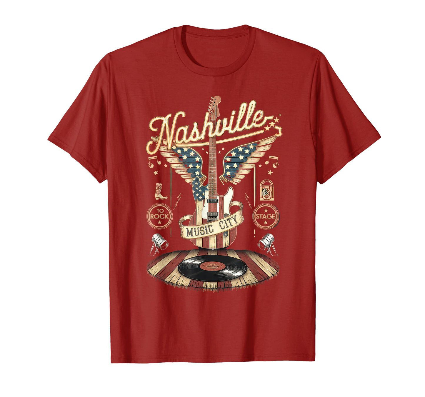 Nashville Music City Tshirt Women Men Tennessee Rock Country T-Shirt