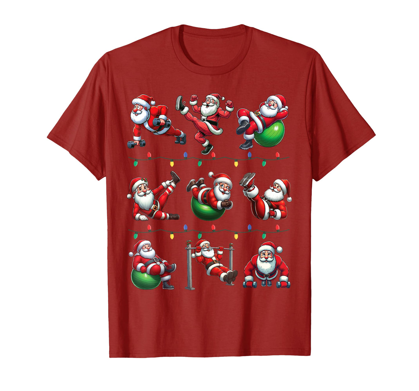 Santa Fitness Collection Gym Workout Weightlifting Christmas T-Shirt