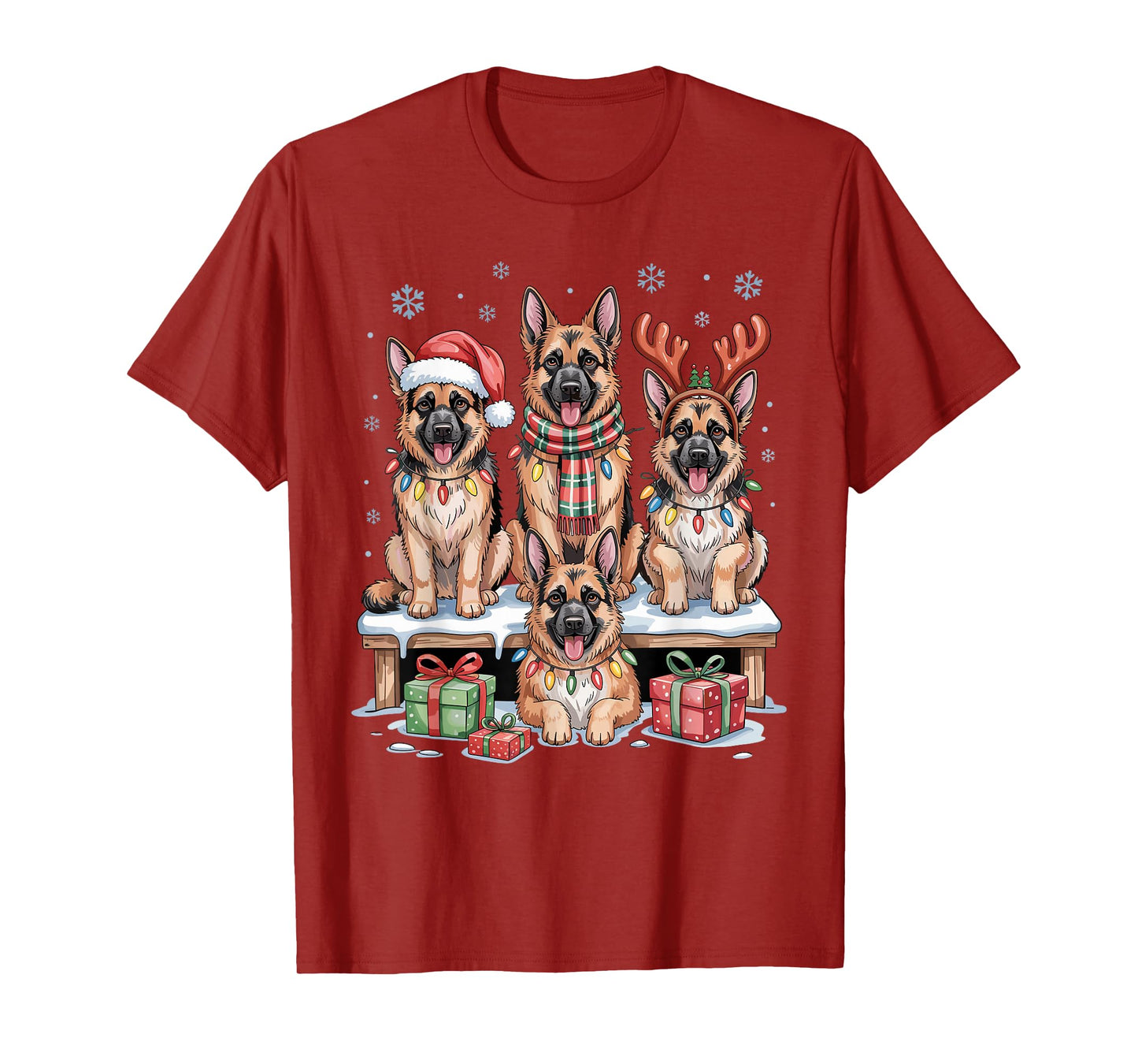 Cute German Shepherd Christmas Puppies Dog Lovers Holiday T-Shirt