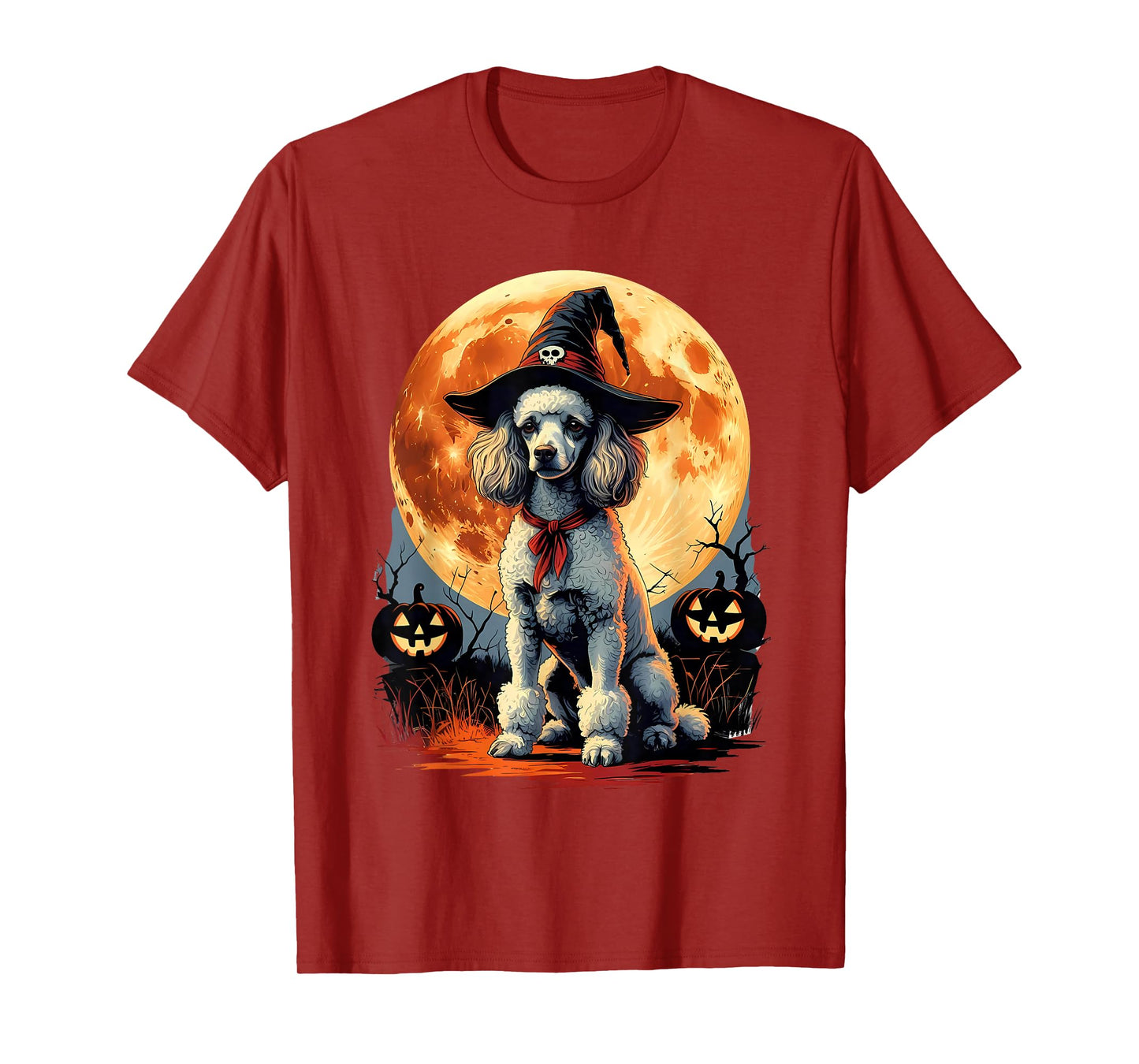 Funny Poodle Witch Spooky Ghost Halloween Costume T-Shirt