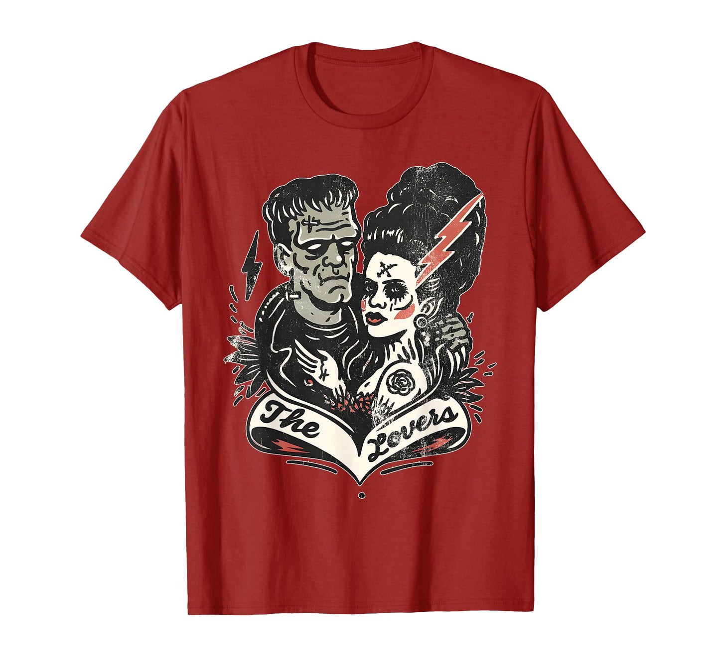 The Lovers Frankenstein & Bride Tarot Card Vintage Horror T-Shirt