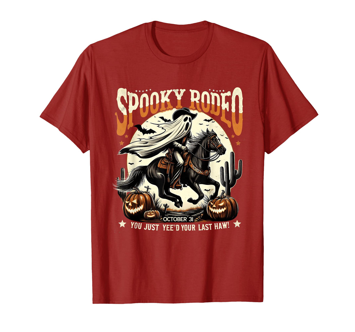 Ghost Cowboy Halloween Western Vintage Design T-Shirt