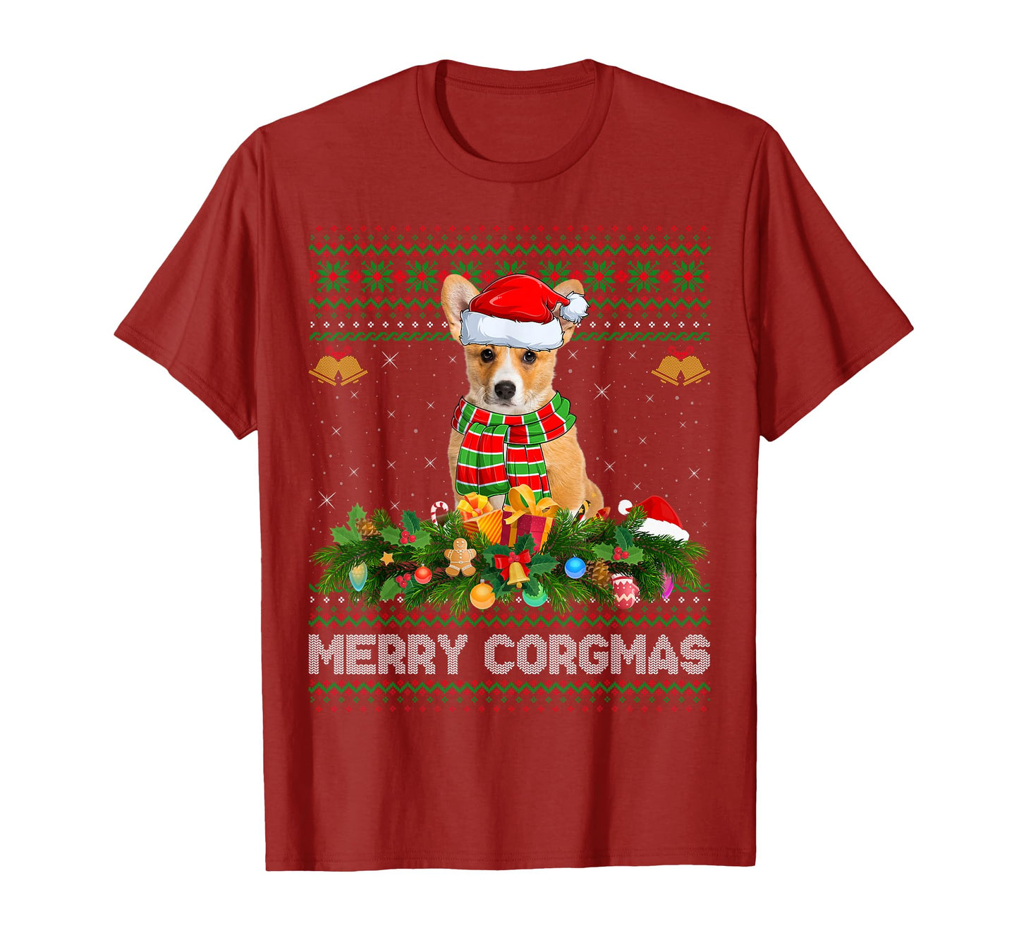Merry Corgmas Corgi Dog Ugly Christmas Sweaters Dog Xmas T-Shirt