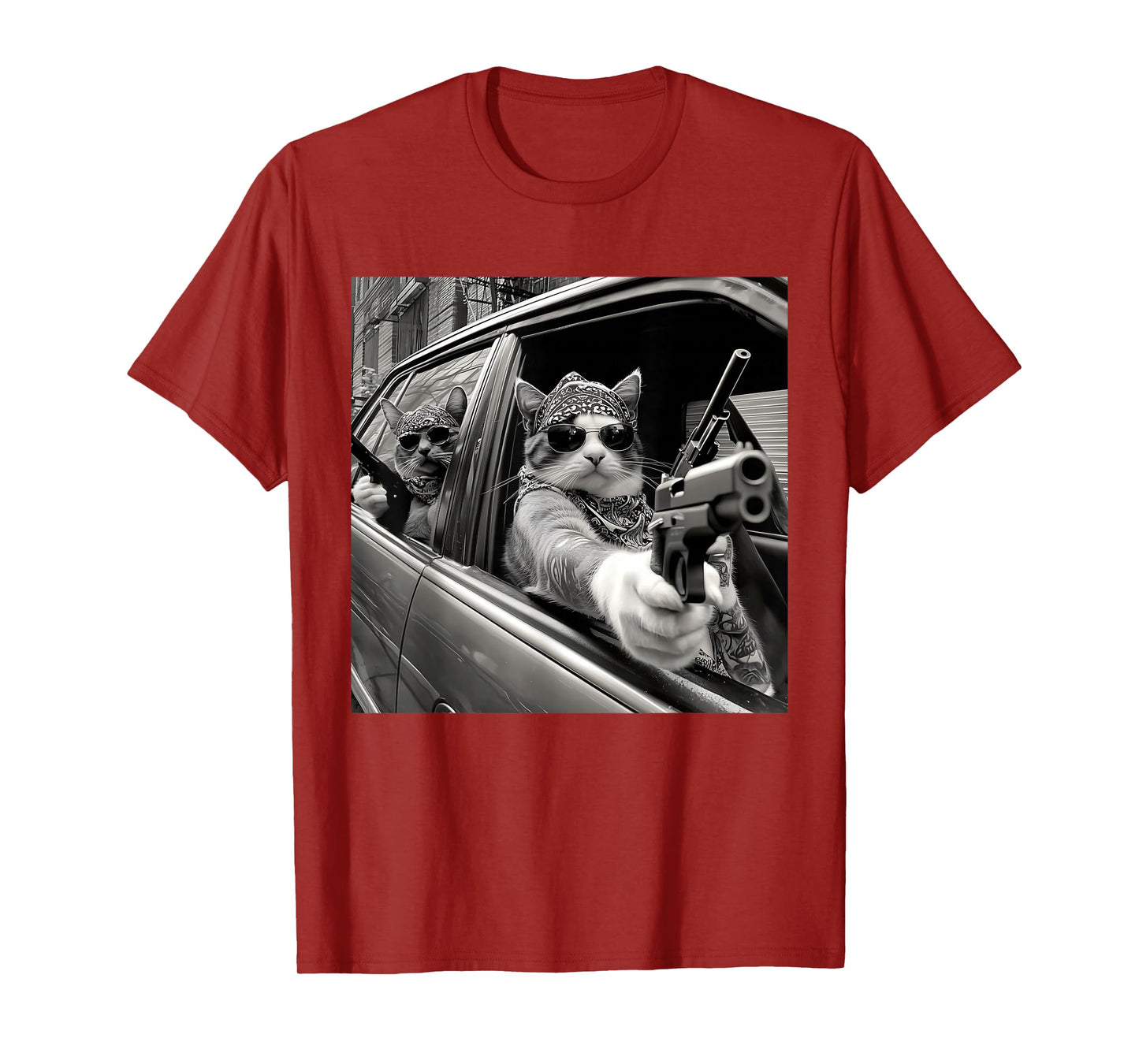 Funny Vintage Gangster Cat Meme Cat Dad Women Graphic Tee T-Shirt