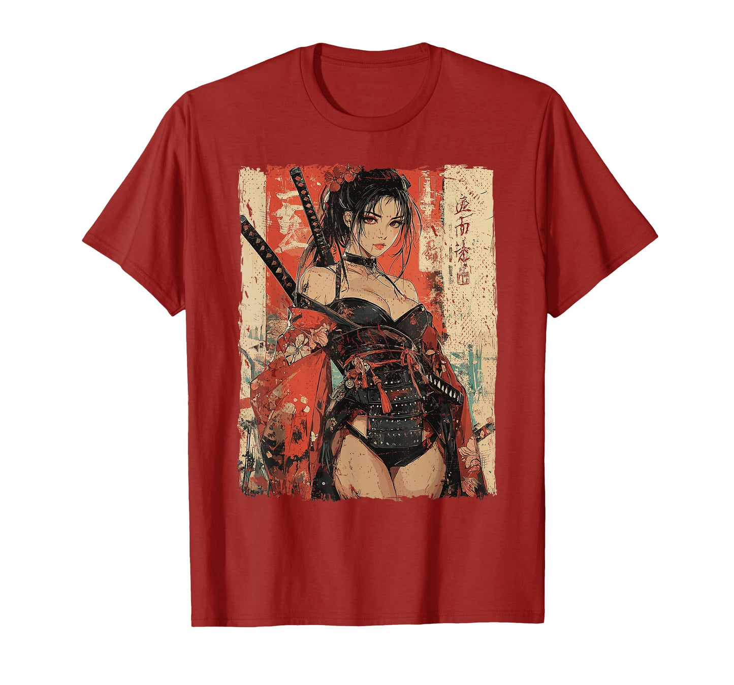 Samurai Warrior Waifu Girl Japanese Ukiyo-e Manga Samurai T-Shirt