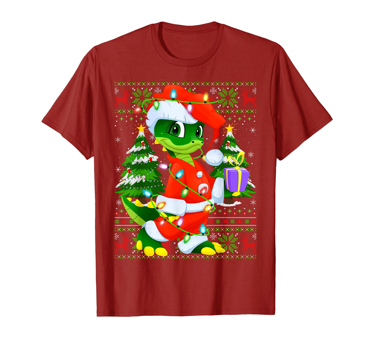 Alligator Christmas Lights Santa Costume Ugly Xmas Sweaters T-Shirt