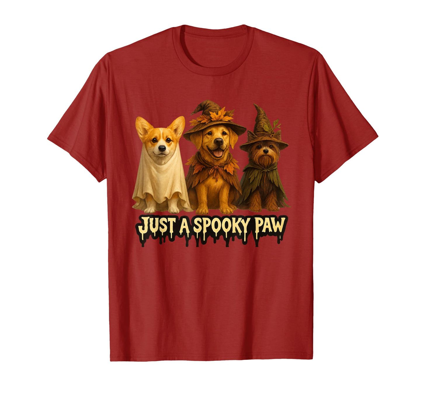 Just a Spooky Paw Funny Halloween Dog Lovers Men Women Kids T-Shirt