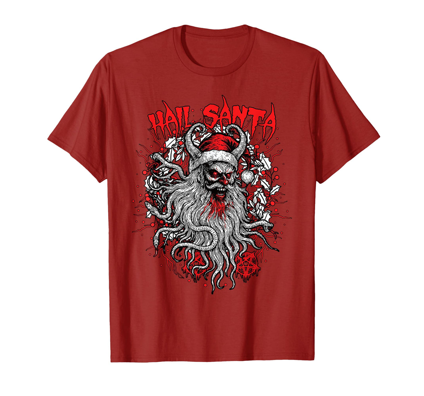 Hail Santa Krampus Pagan Solstice Gothic Wiccan Christmas T-Shirt