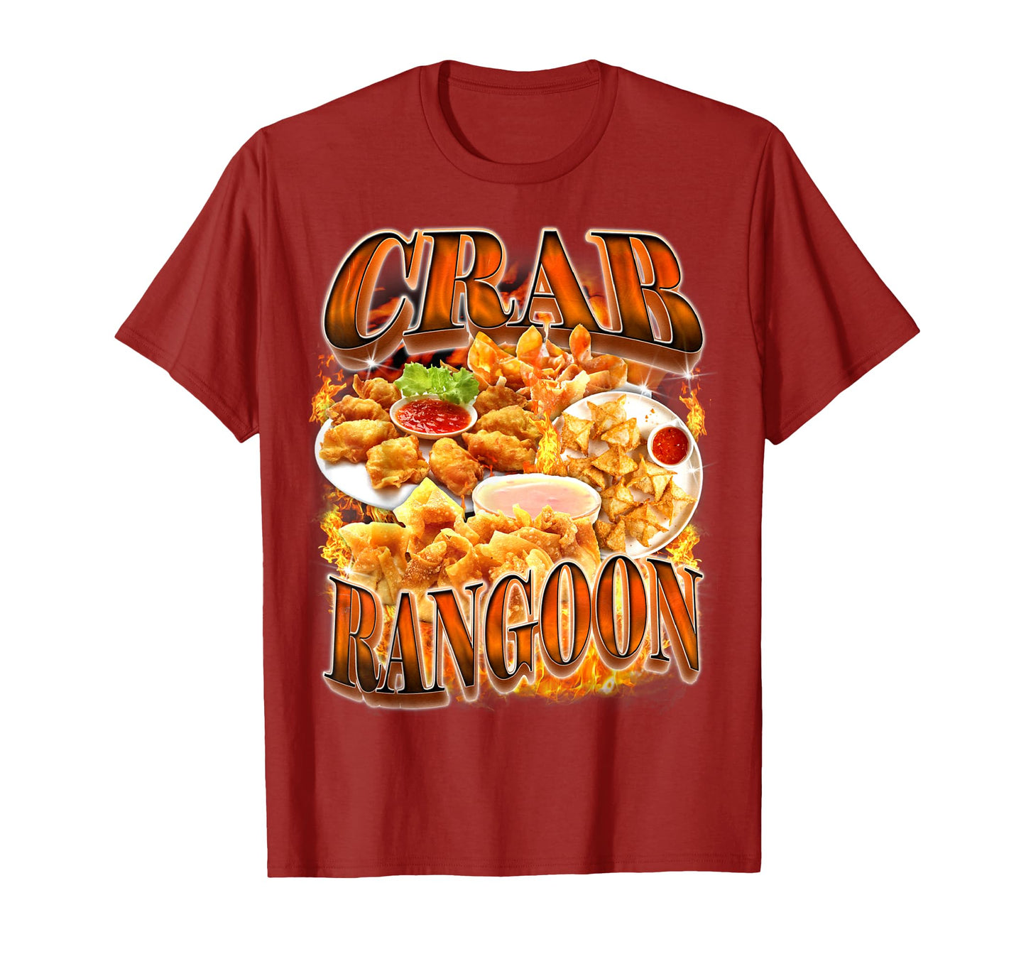 Crab Rangoon Meme Bootleg Rap Style 90s Vintage Funny 1990s T-Shirt