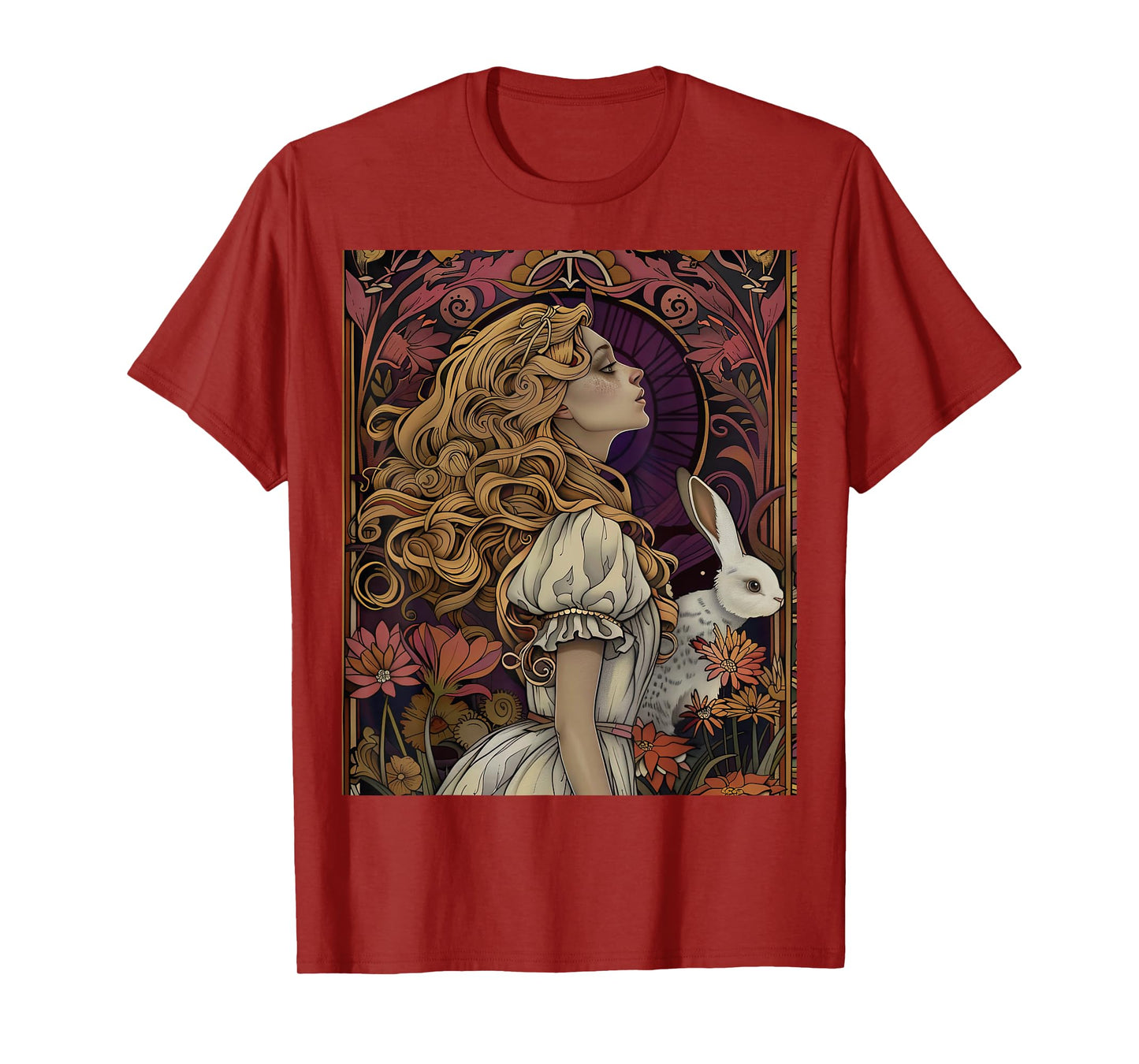 Alice in Wonderland Rabbit Fantasy Novel Vintage Art Nouveau T-Shirt