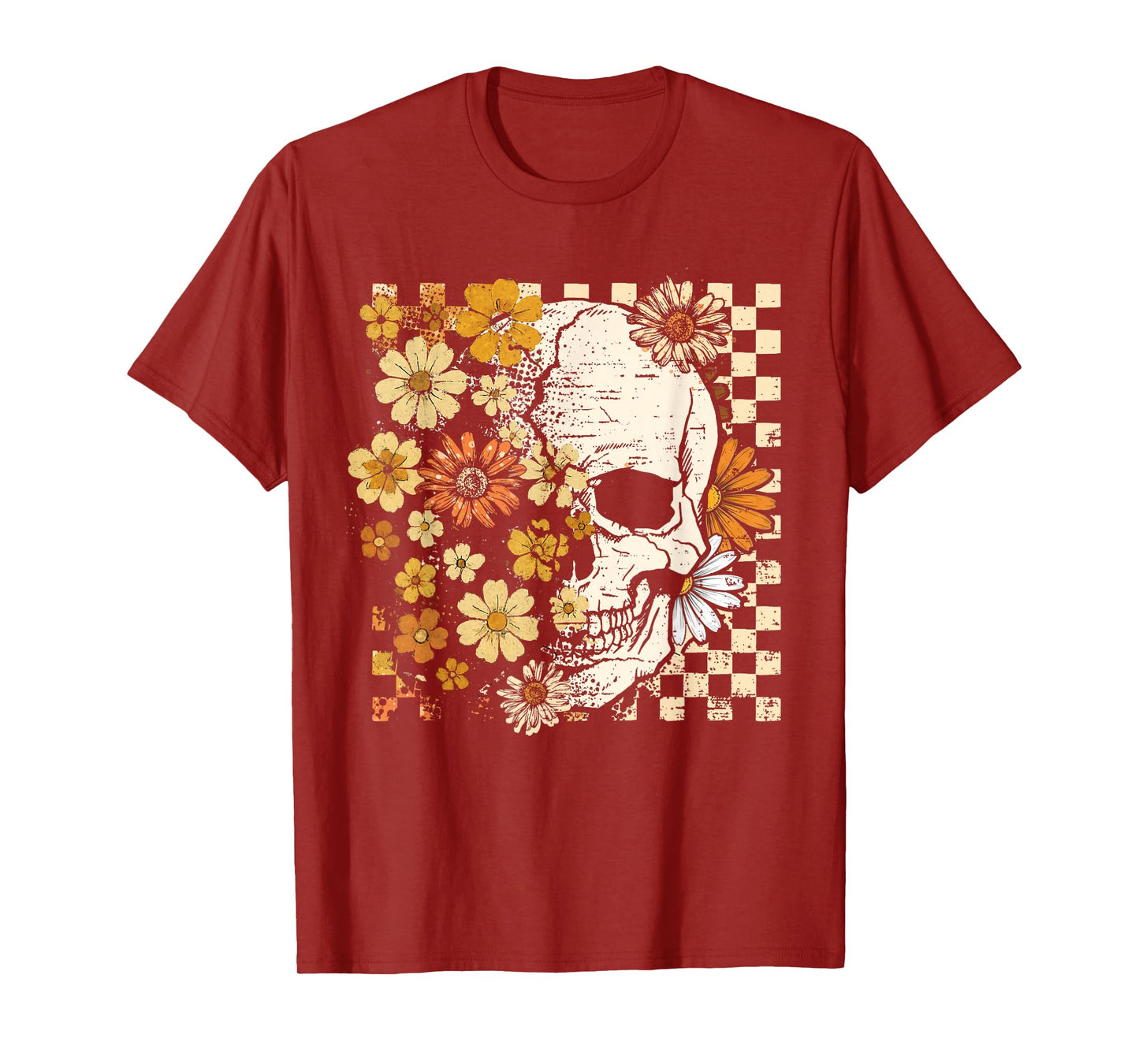 Vintage Skull Flower Halloween Fall Thankgiving Costume T-Shirt